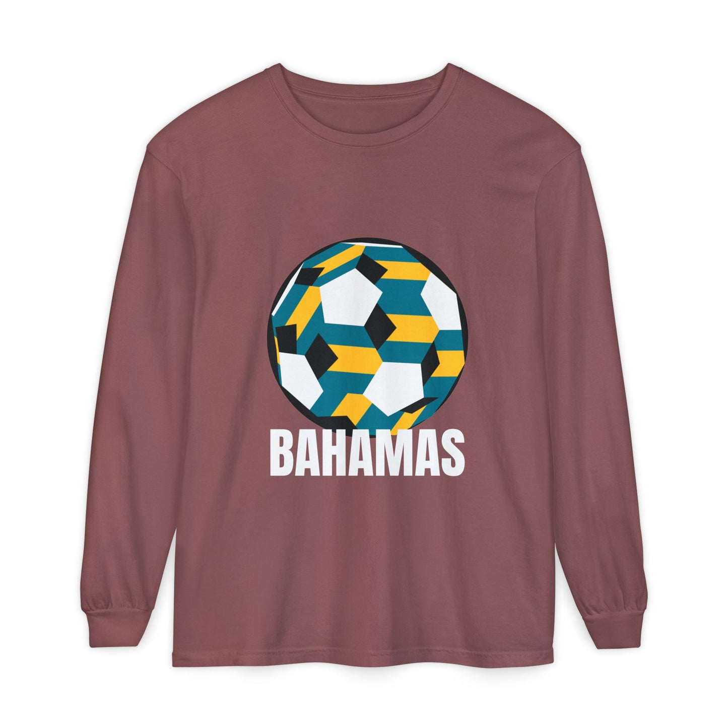 Bahamas Fan Specialty Soccer Ball Design Long Sleeve Tee