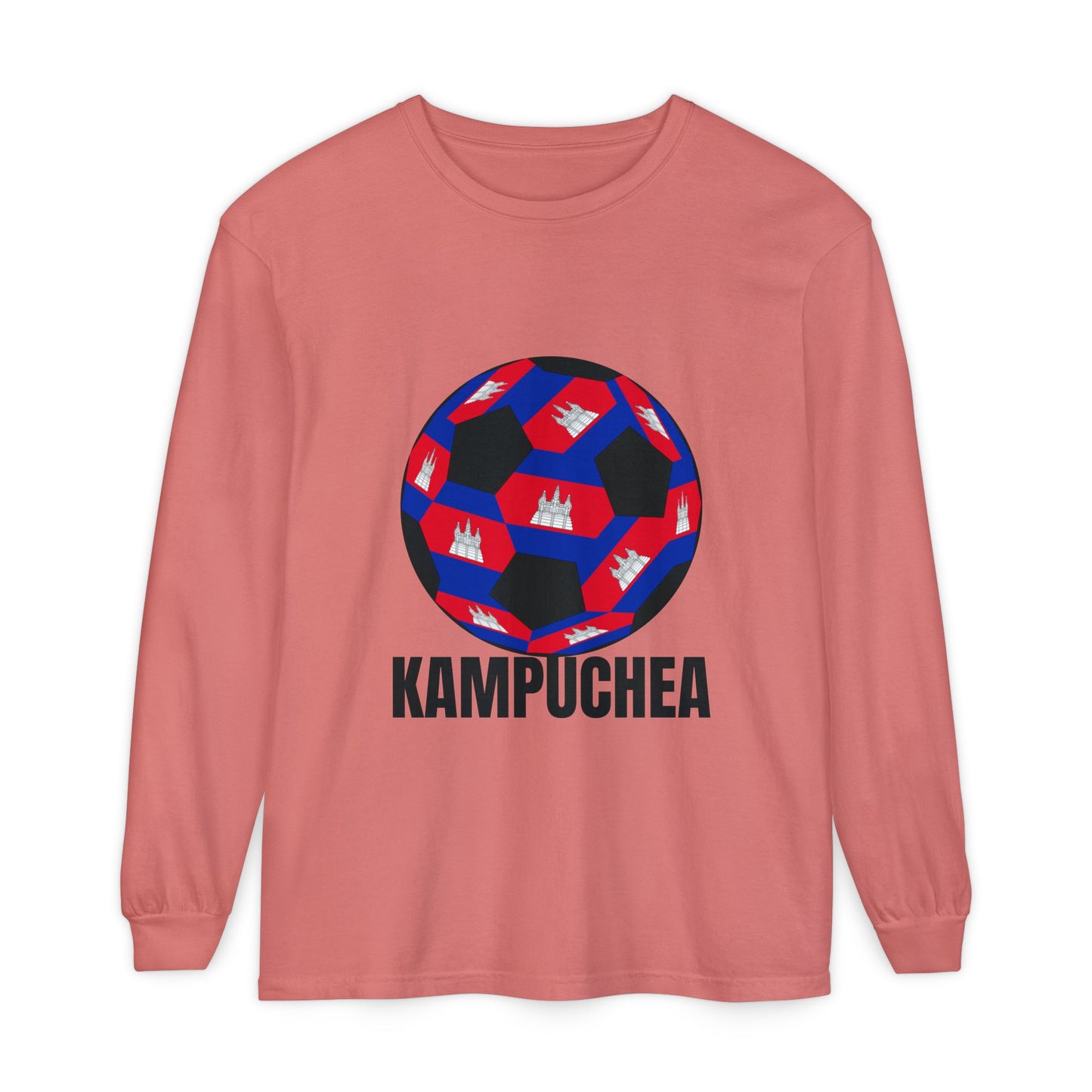 Kampuchea Fan Specialty Soccer Ball Design Long Sleeve Tee