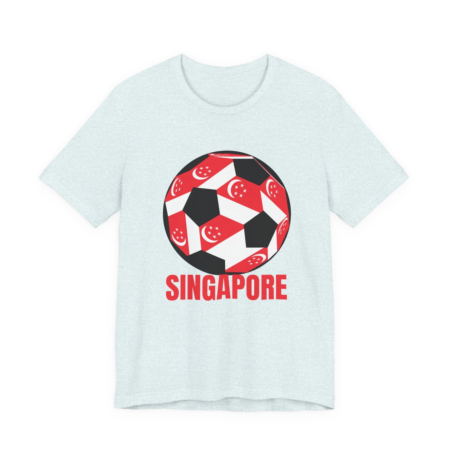 Singapore Fan Specialty Soccer Ball Design T Shirt Red Text