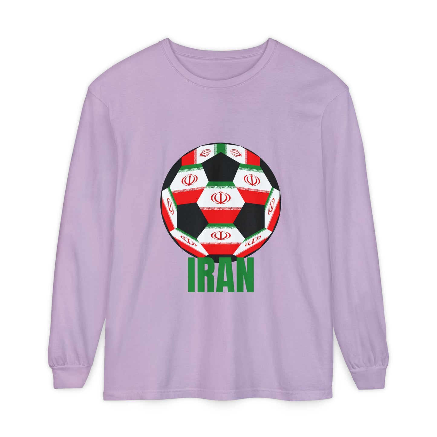 Iran Fan Specialty Soccer Ball Design Long Sleeve Tee