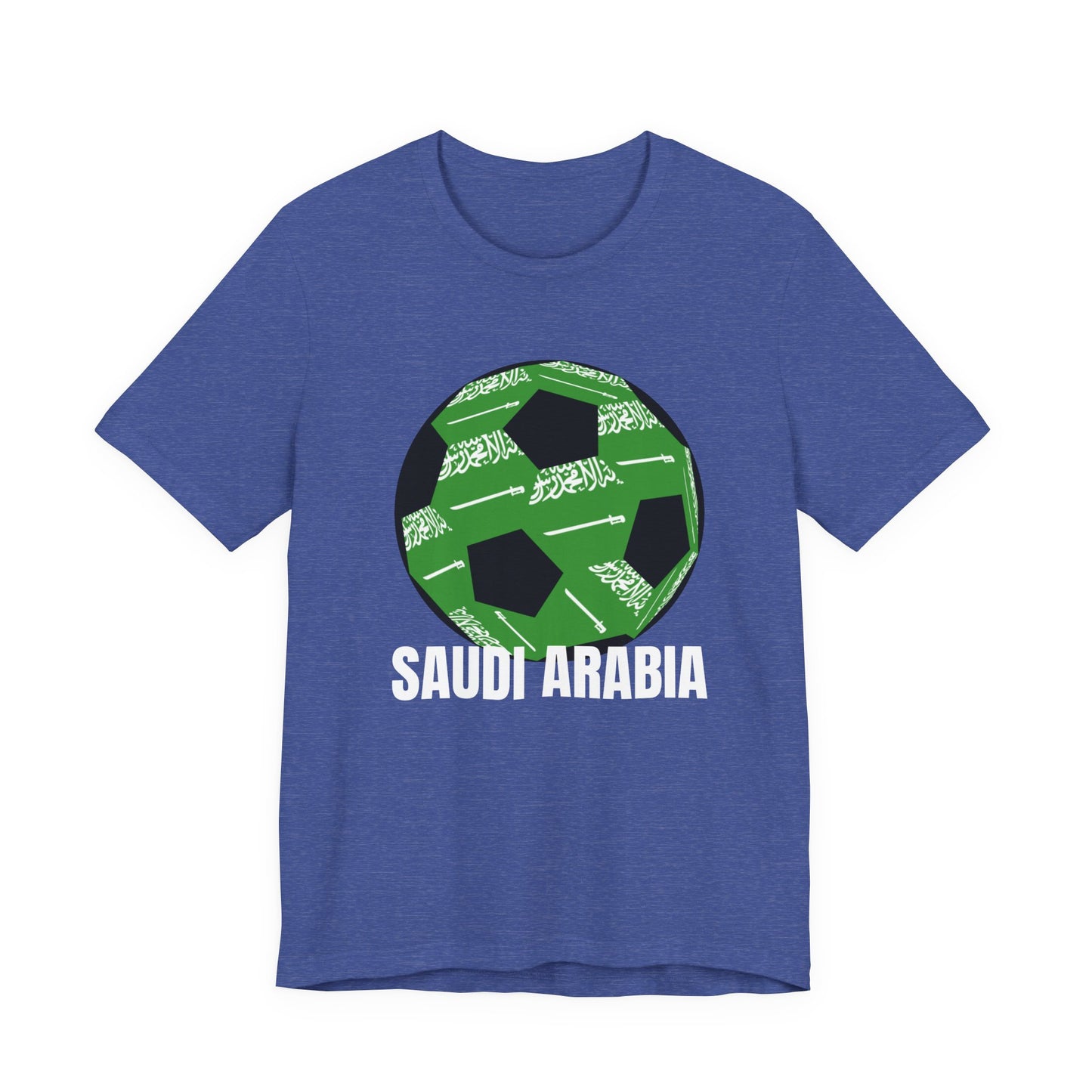 Saudi Arabia Fan Specialty Soccer Ball Design T Shirt White Text