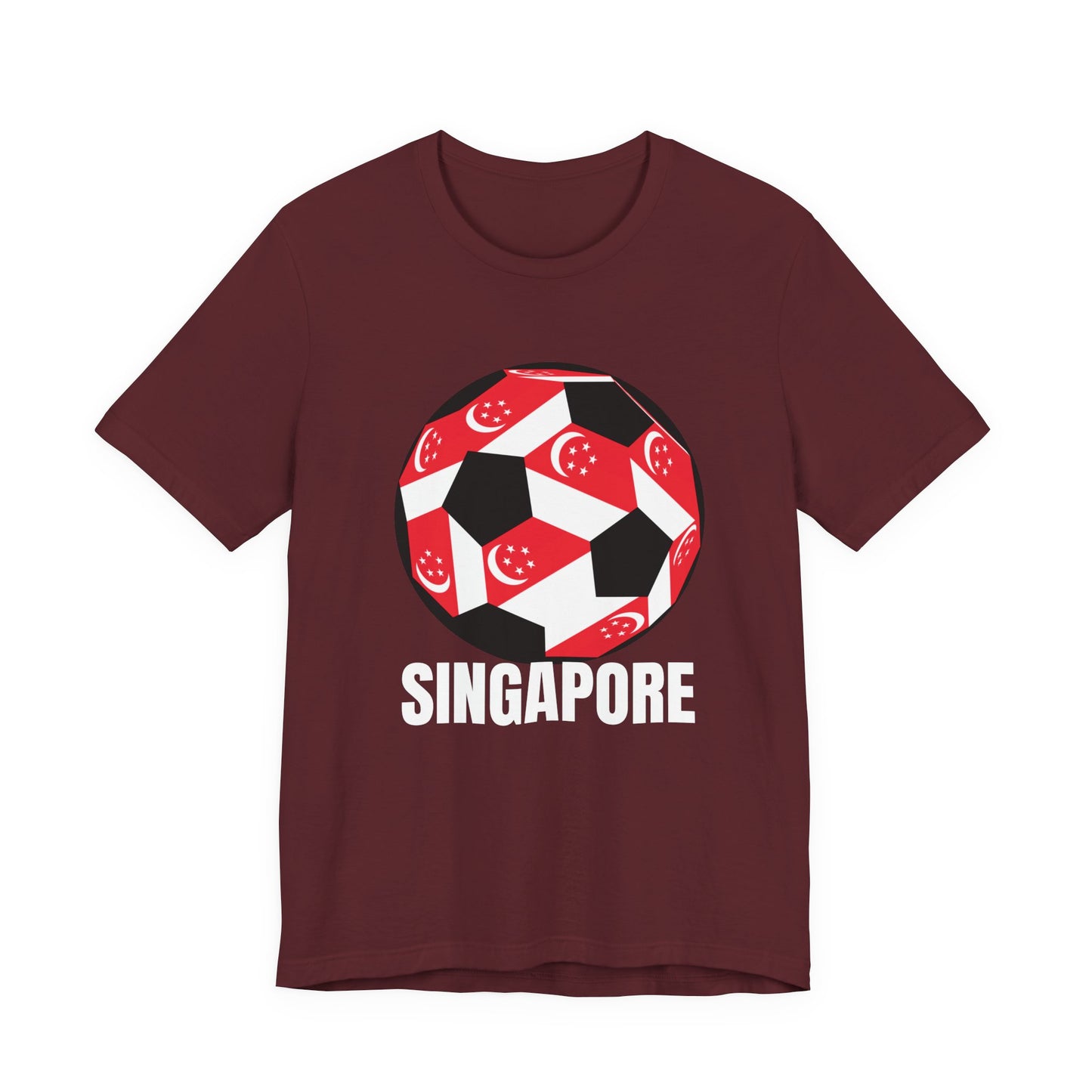 Singapore Fan Specialty Soccer Ball Design T Shirt White Text