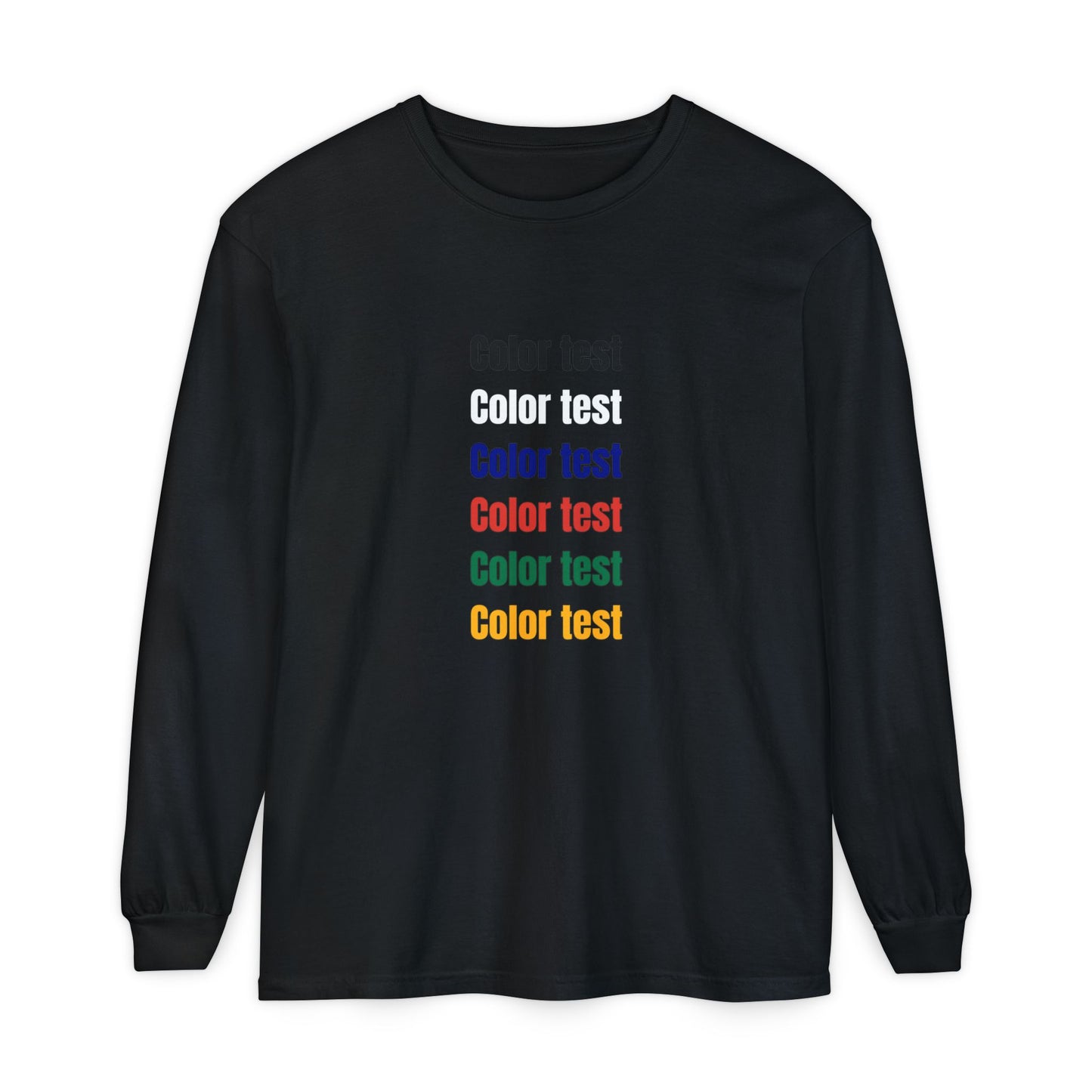 Long Sleeve T‑Shirt — Color testText Graphic