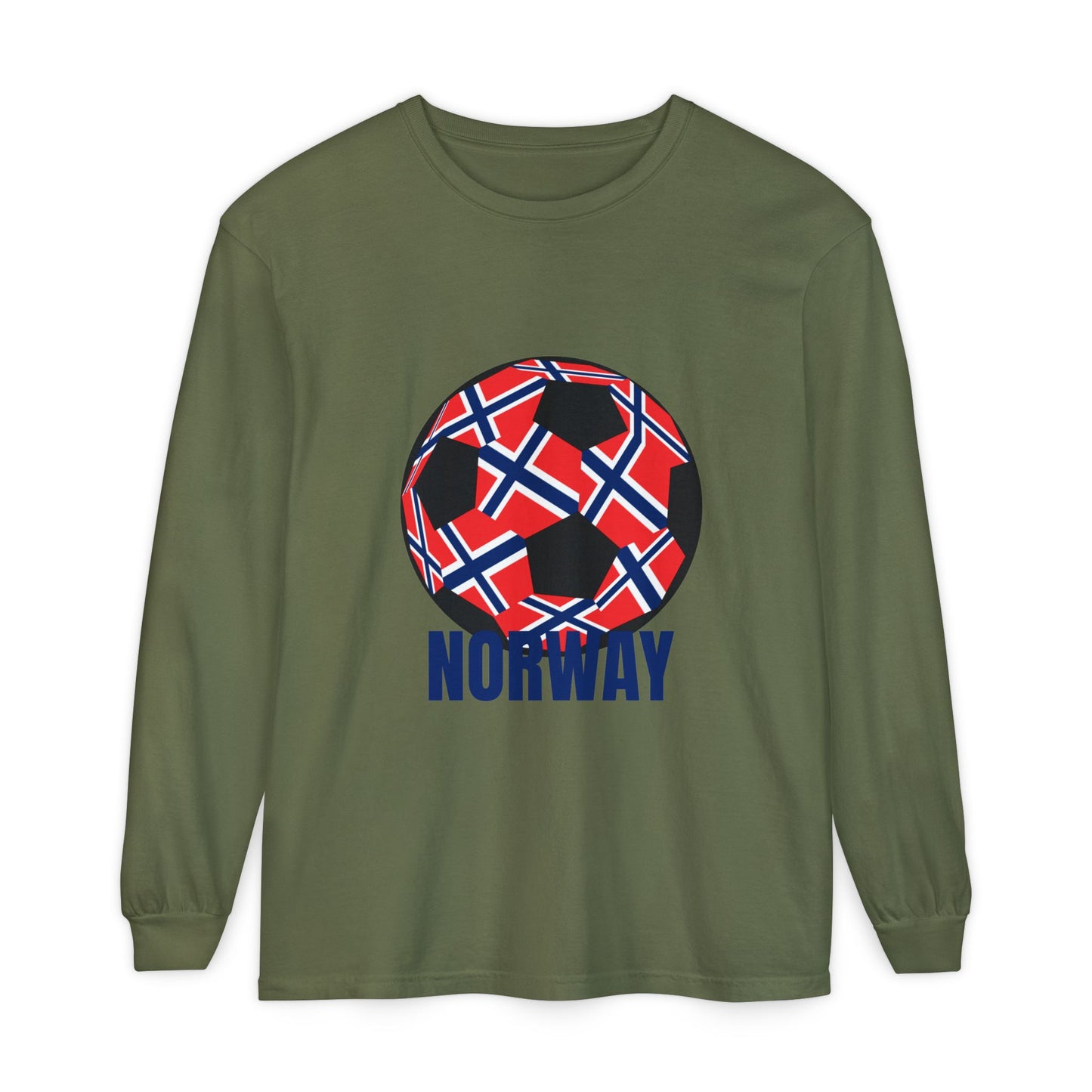 Norway Fan Specialty Soccer Ball Design T ShirtLong Sleeve Tee Blue Print