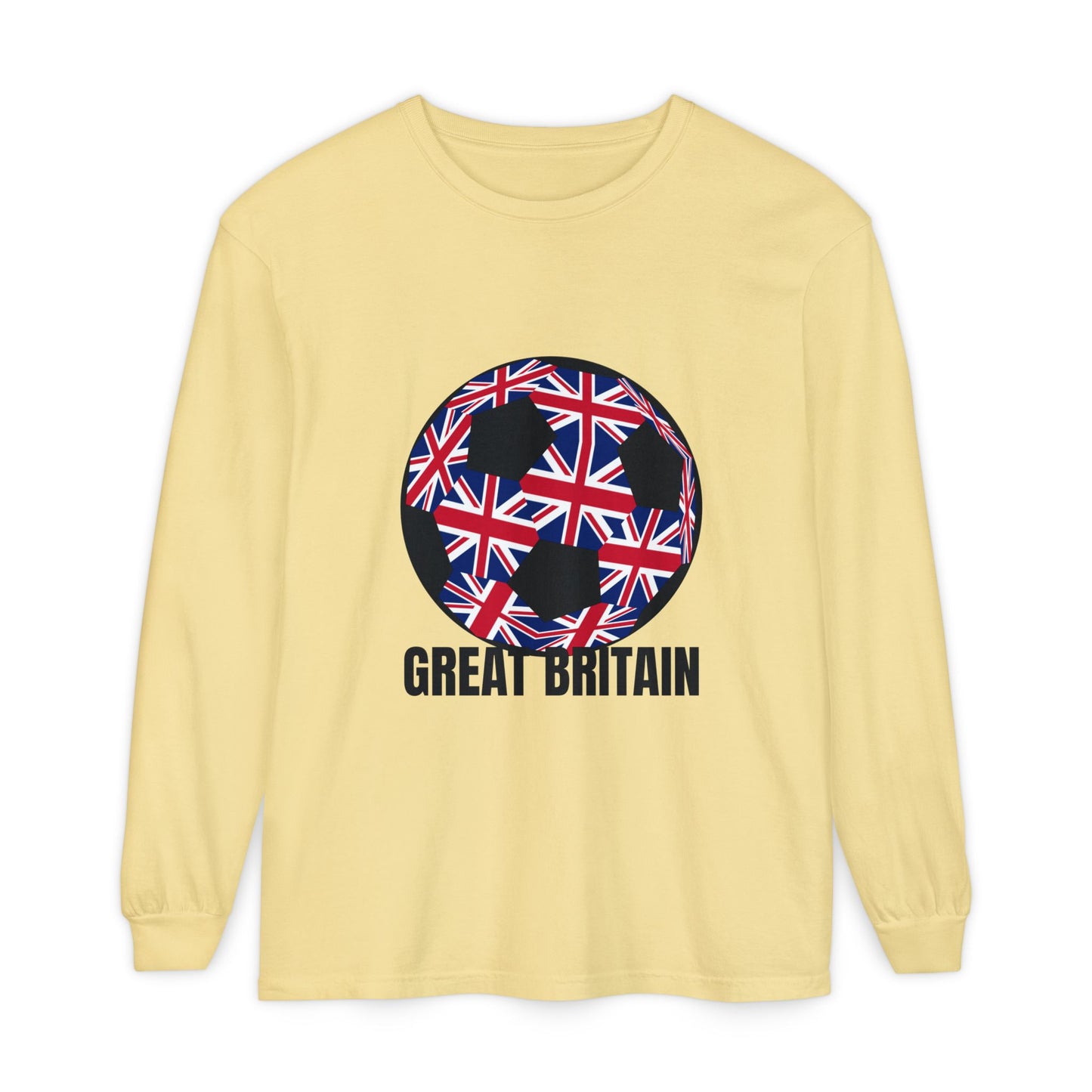 Great Britain Fan Specialty Soccer Ball Design Long Sleeve T-Shirt