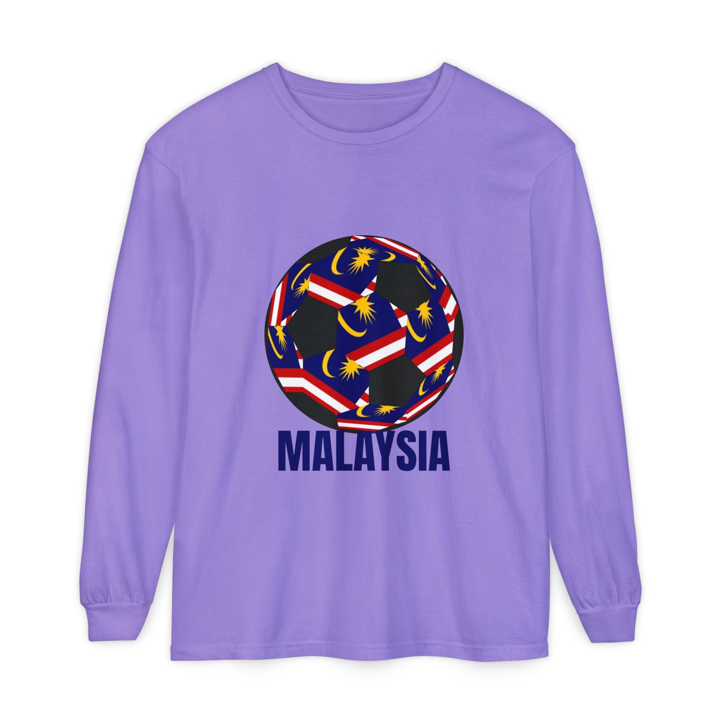 Malaysia Fan Specialty Soccer Ball Design Long Sleeve Tee