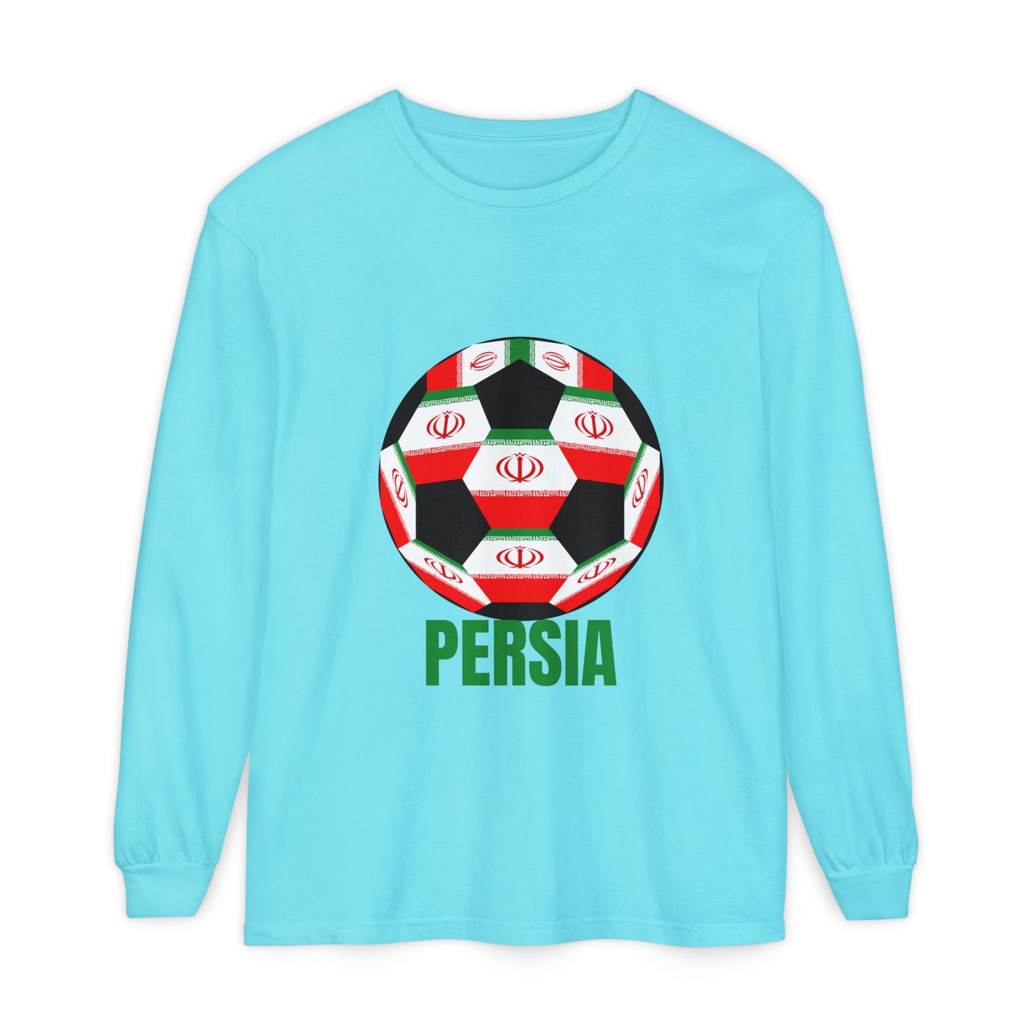 Persia Fan Specialty Soccer Ball Design Long Sleeve Tee