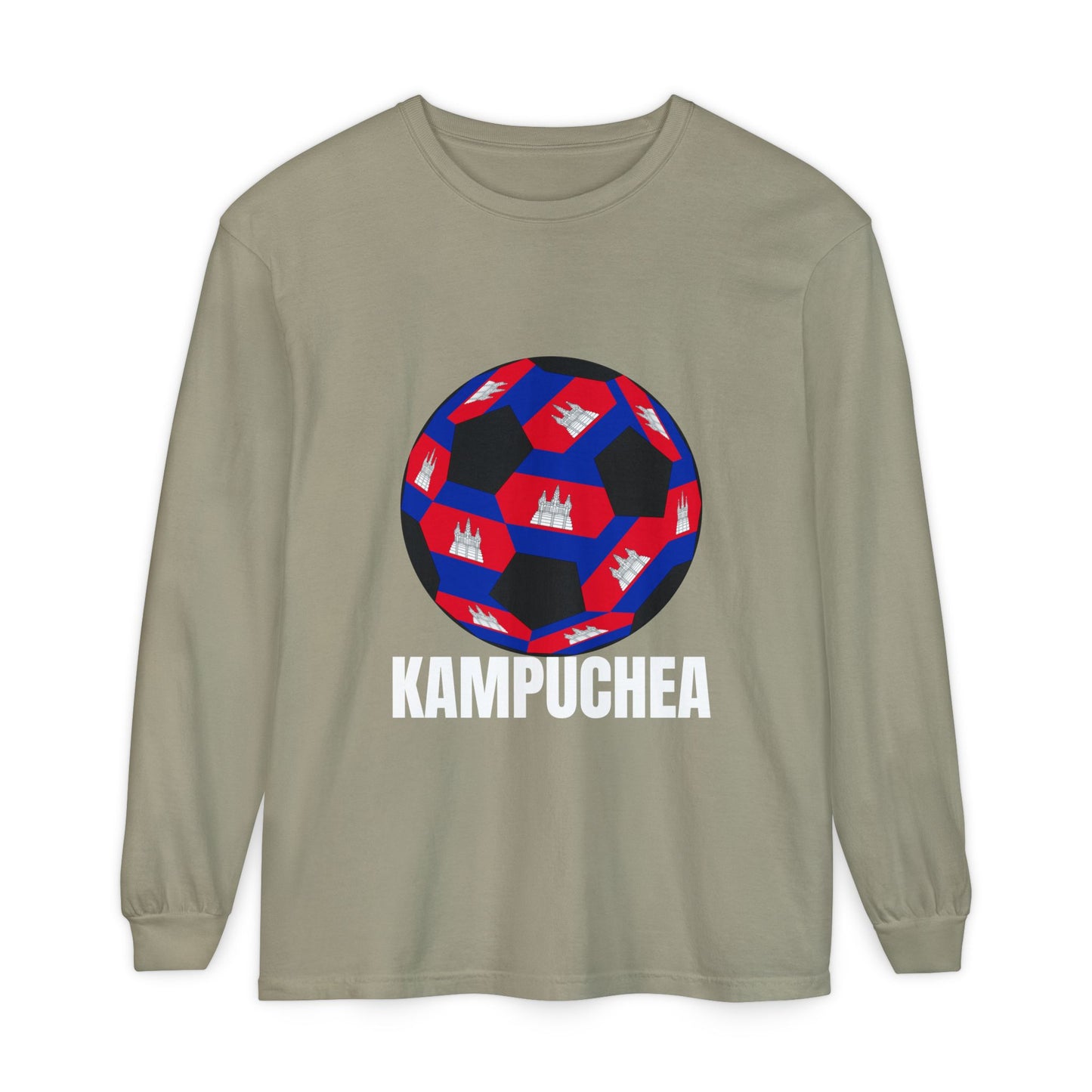 Kampuchea Fan Specialty Soccer Ball Design Long Sleeve Tee