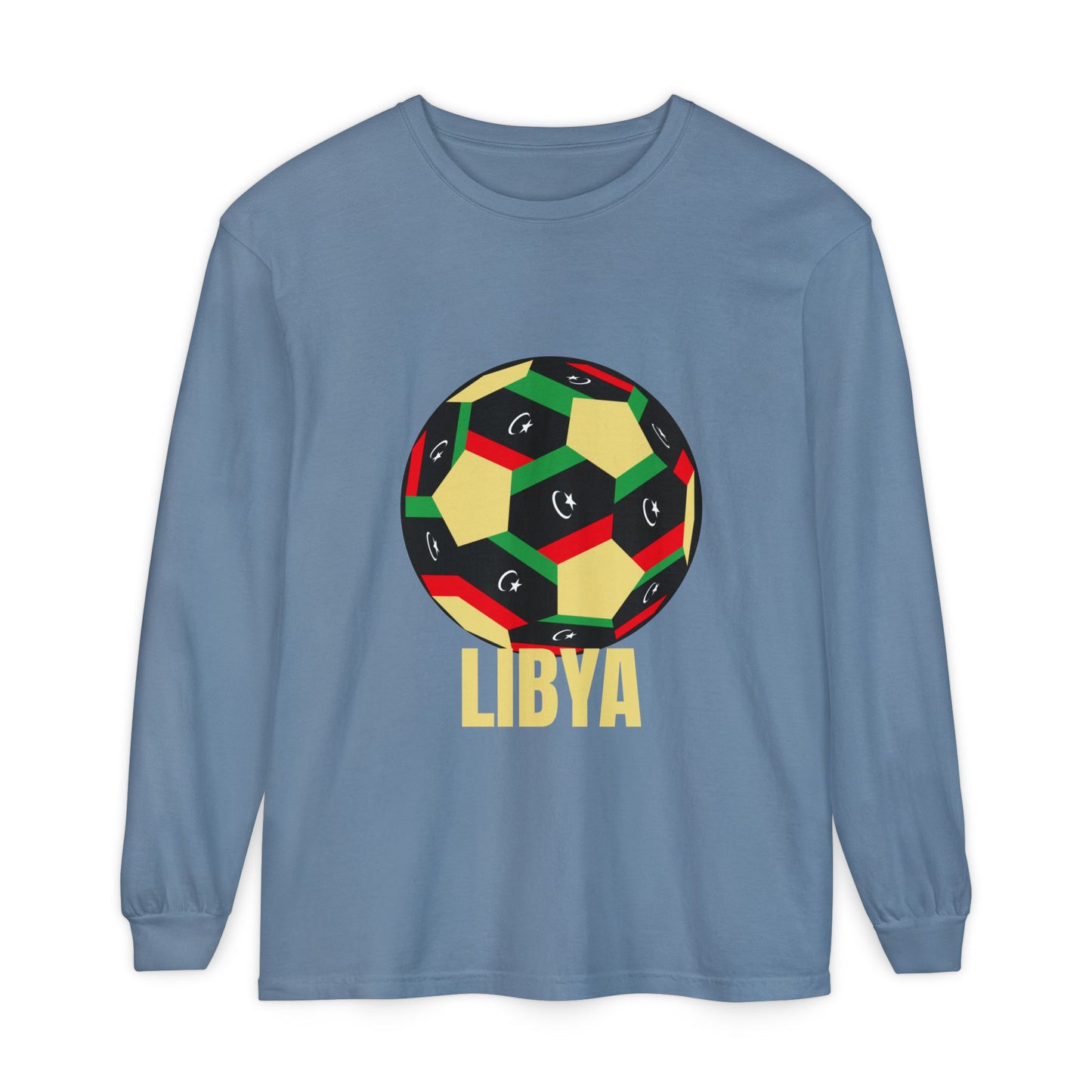 Libya Fan Specialty Soccer Ball Design Long Sleeve Tee