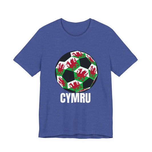 Cymru Fan Specialty Soccer Ball Design T Shirt White Text