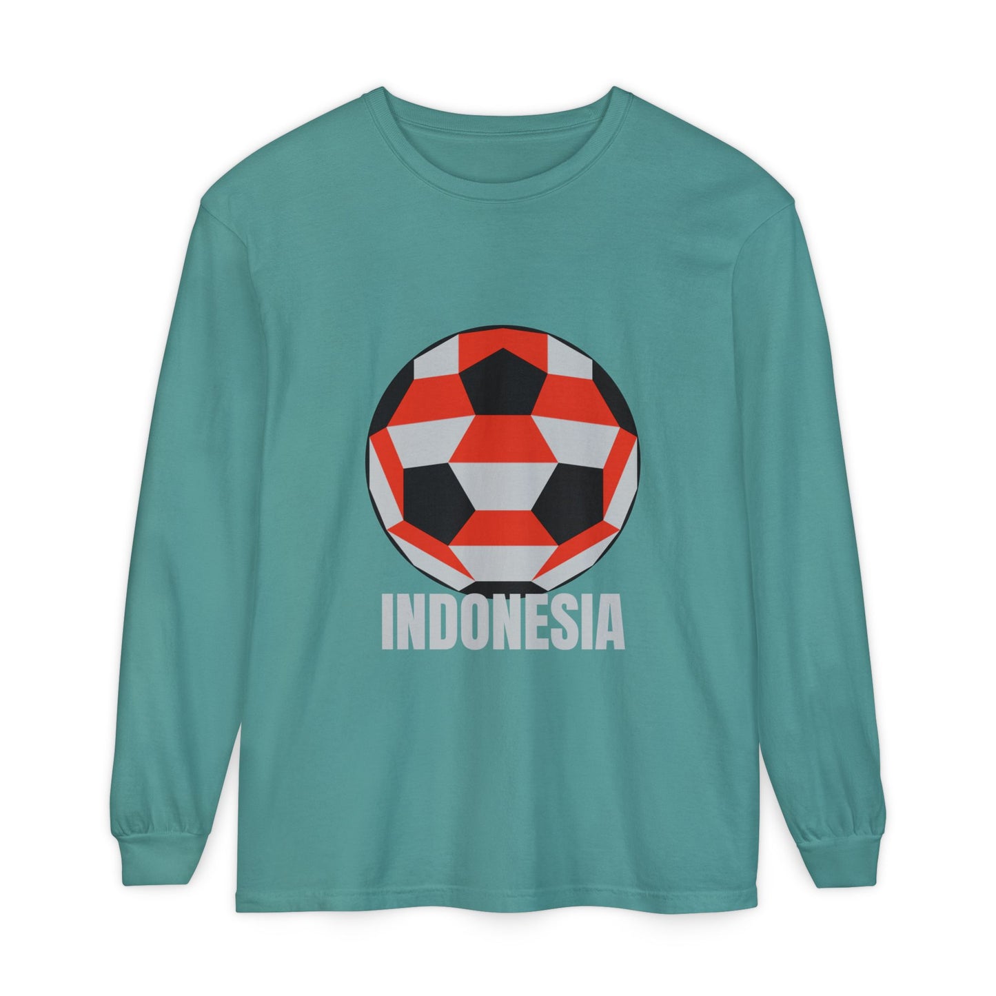 Indonesia Fan Specialty Soccer Ball Design Long Sleeve Tee