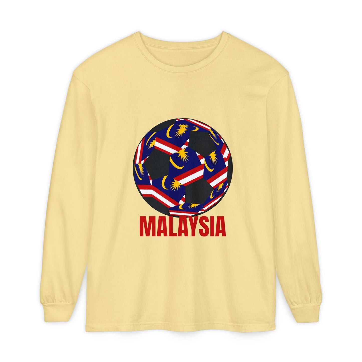 Malaysia Fan Specialty Soccer Ball Design Long Sleeve T-Shirt