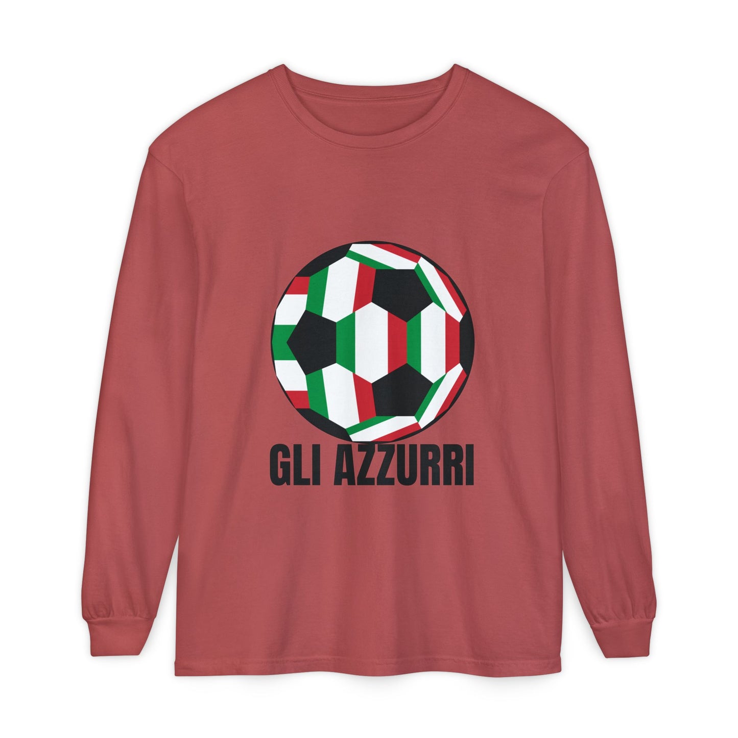 Gli Azzurri Fan Specialty Soccer Ball Design Long Sleeve Tee
