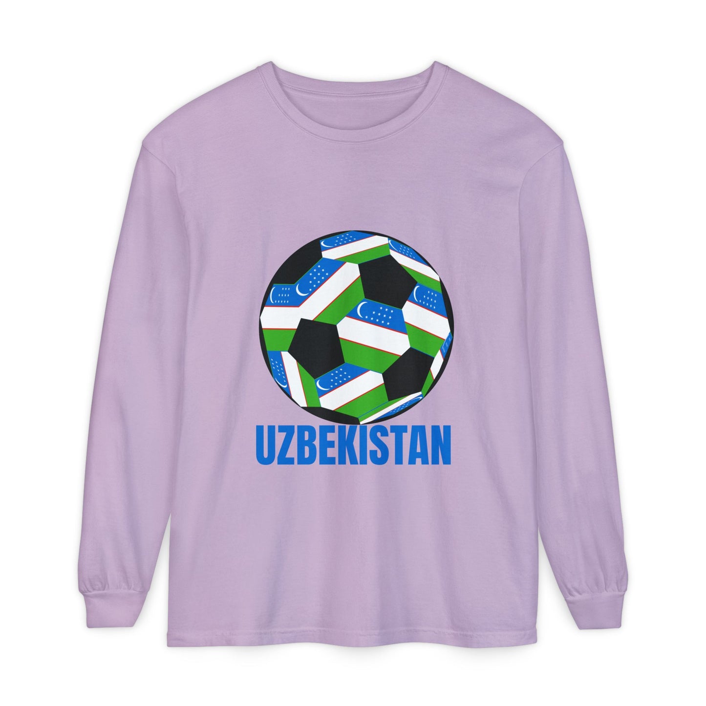 Uzbekistan Fan Specialty Soccer Ball Design Long Sleeve Shirt