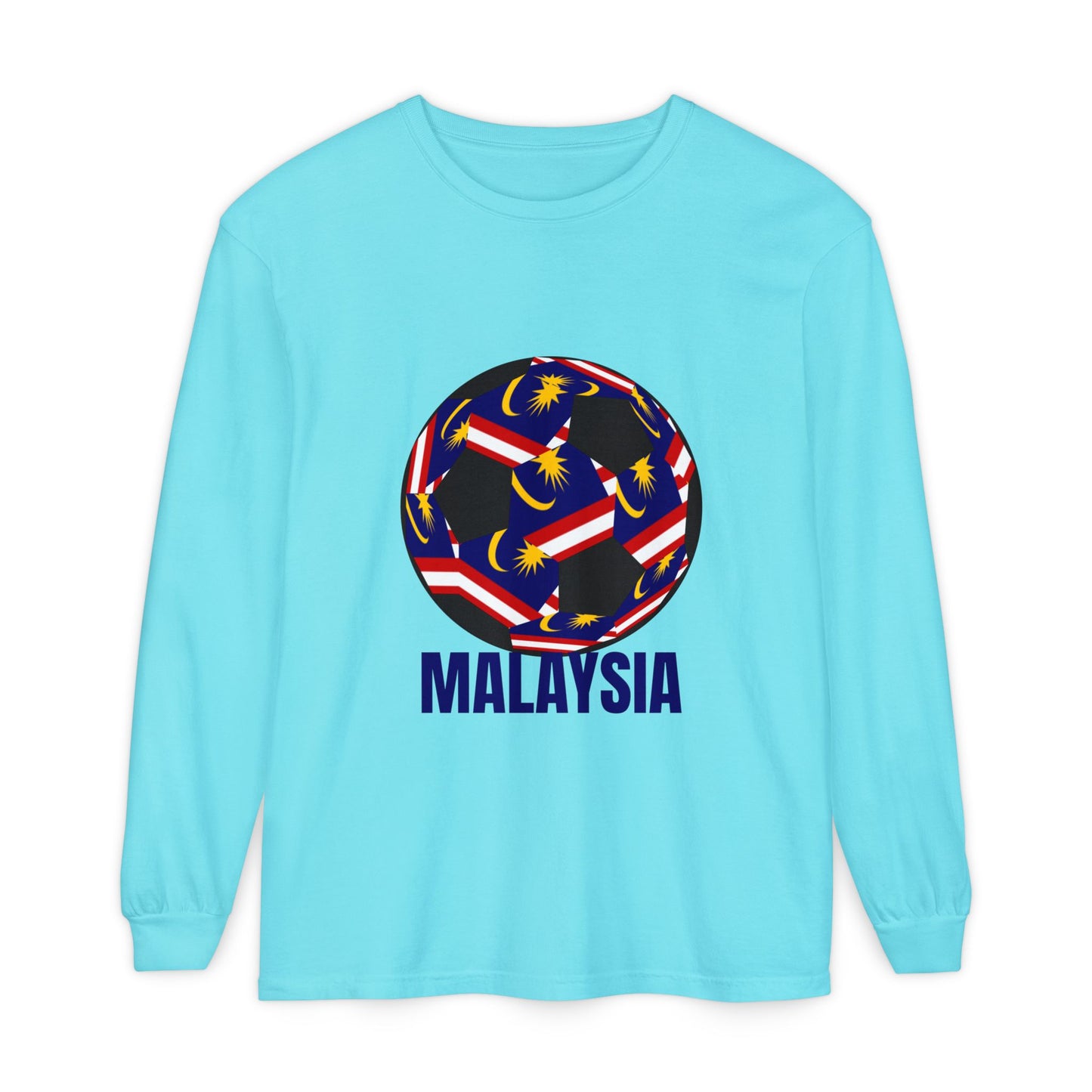 Malaysia Fan Specialty Soccer Ball Design Long Sleeve Tee