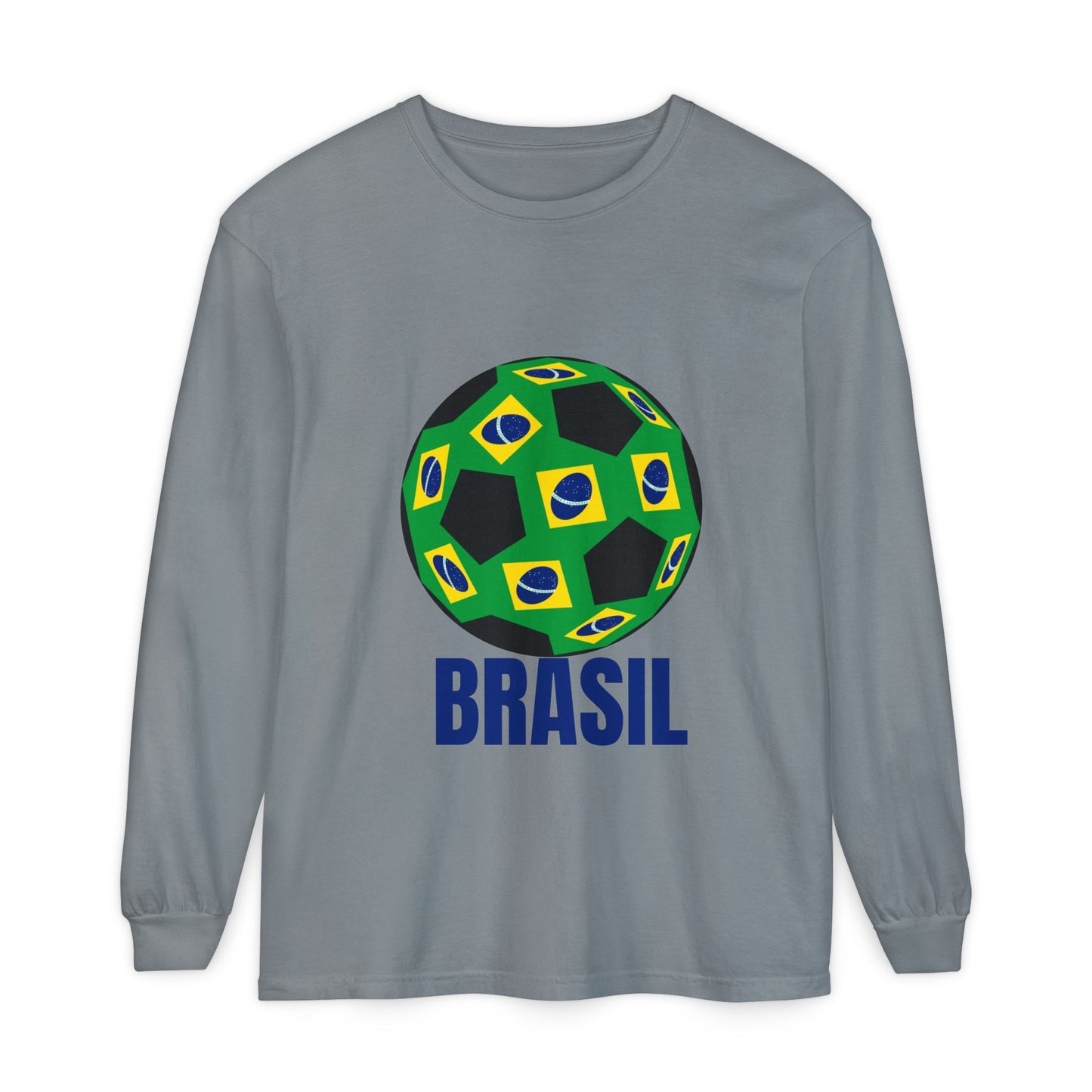 Brasil Fan Specialty Soccer Ball Design Long Sleeve T Shirt