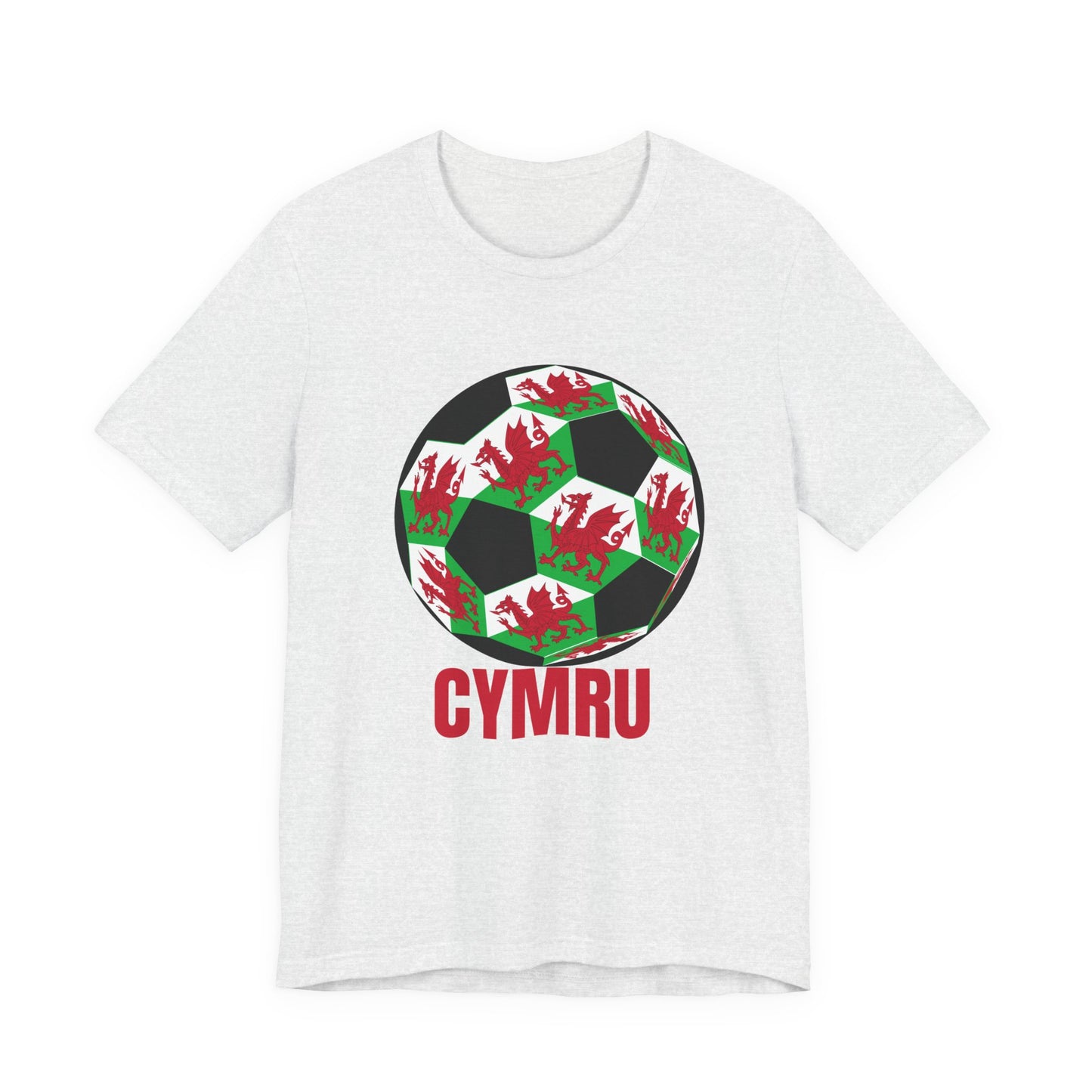 Cymru Fan Specialty Soccer Ball Design T Shirt Red Text