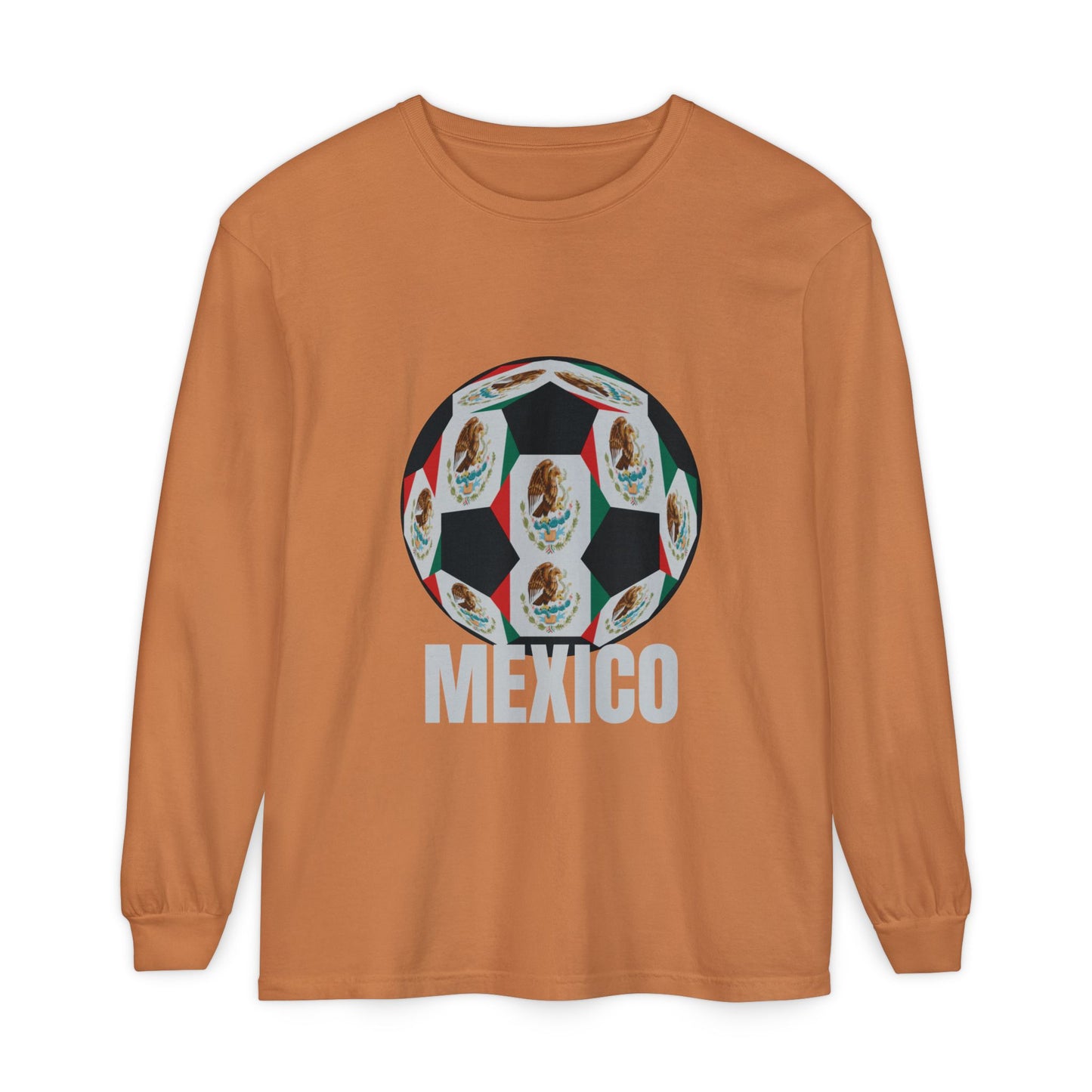 Mexico Fan Specialty Soccer Ball Design Long Sleeve Tee