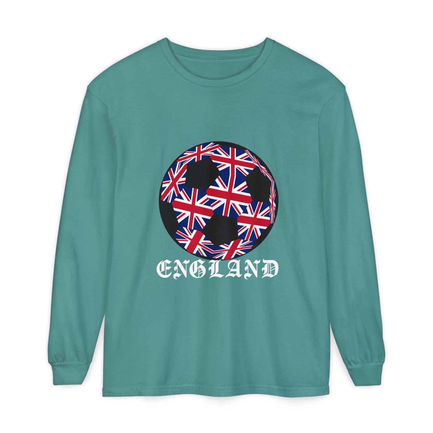 Old English Style Specialty Soccer Ball Design  Long Sleeve Tee
