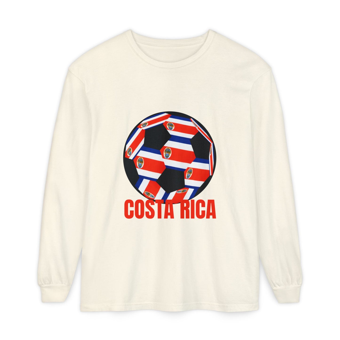 Costa Rica Fan Specialty Soccer Ball Design Long Sleeve Tee
