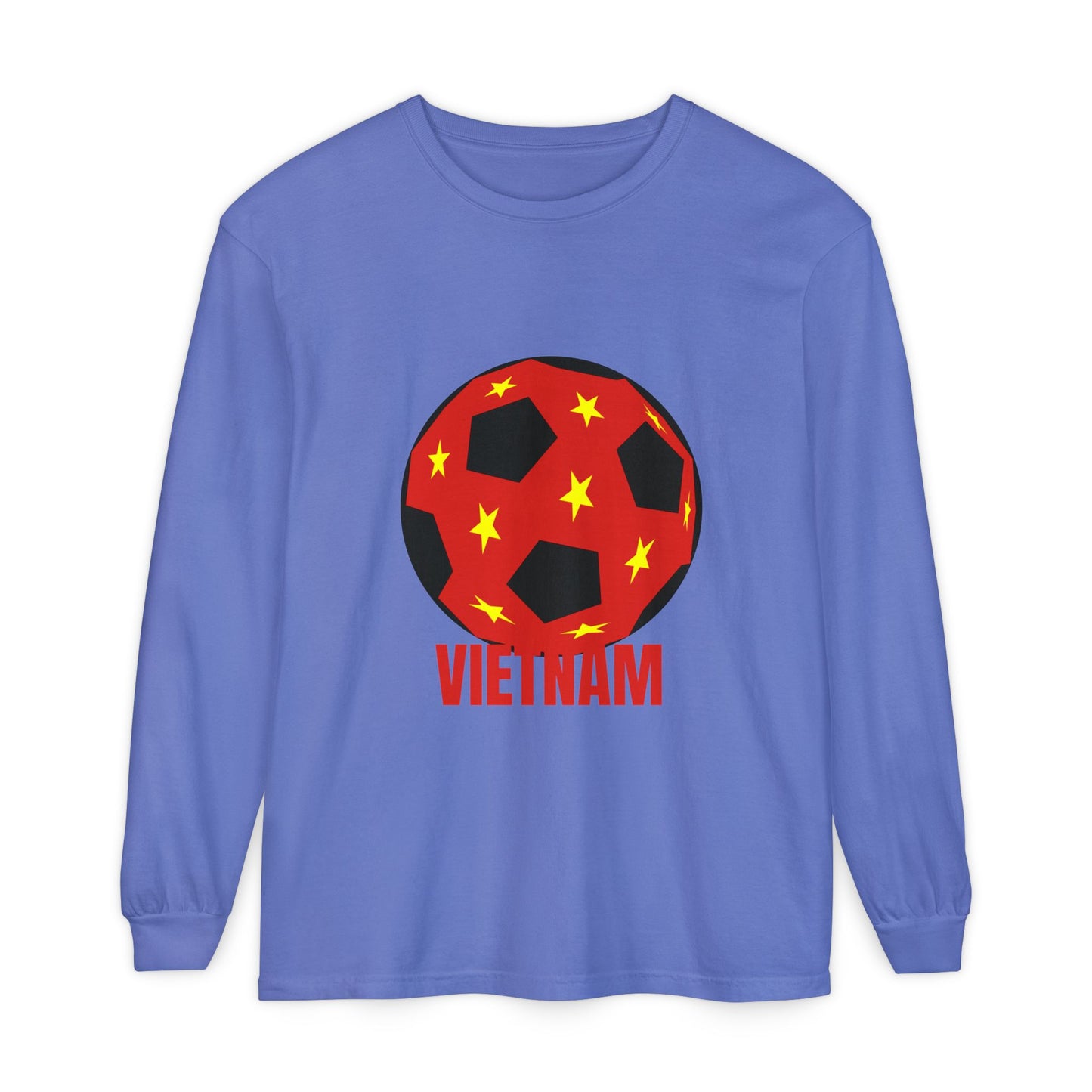 Vietnam Fan Specialty Soccer Ball Design Long Sleeve Tee Red Text