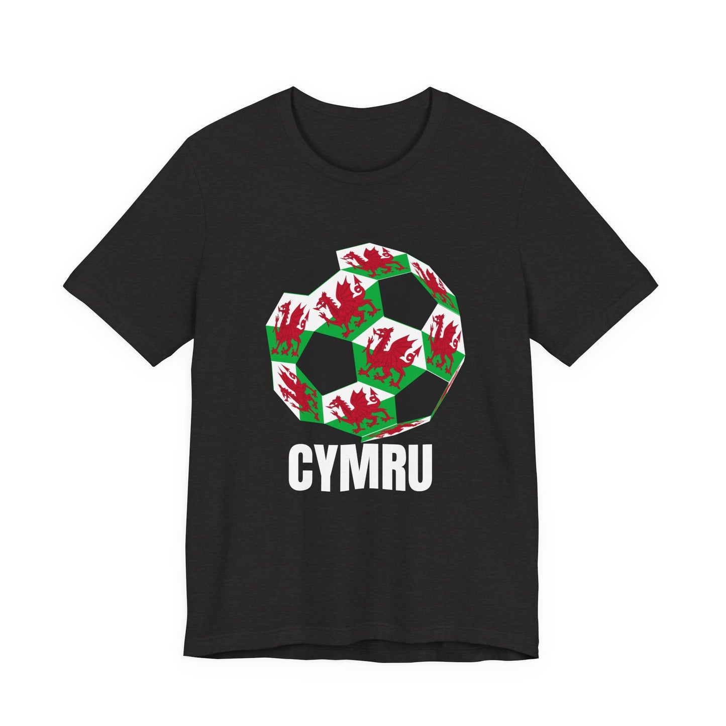 Cymru Fan Specialty Soccer Ball Design T Shirt White Text