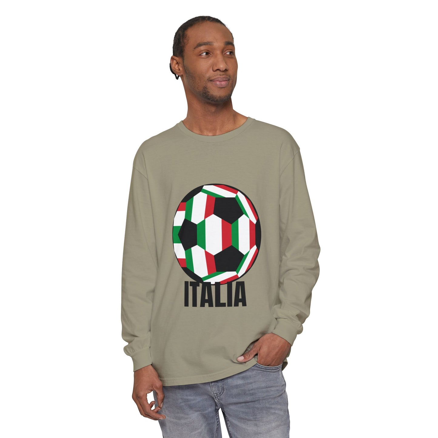 Italia Fan Specialty Soccer Ball Design Long Sleeve Tee