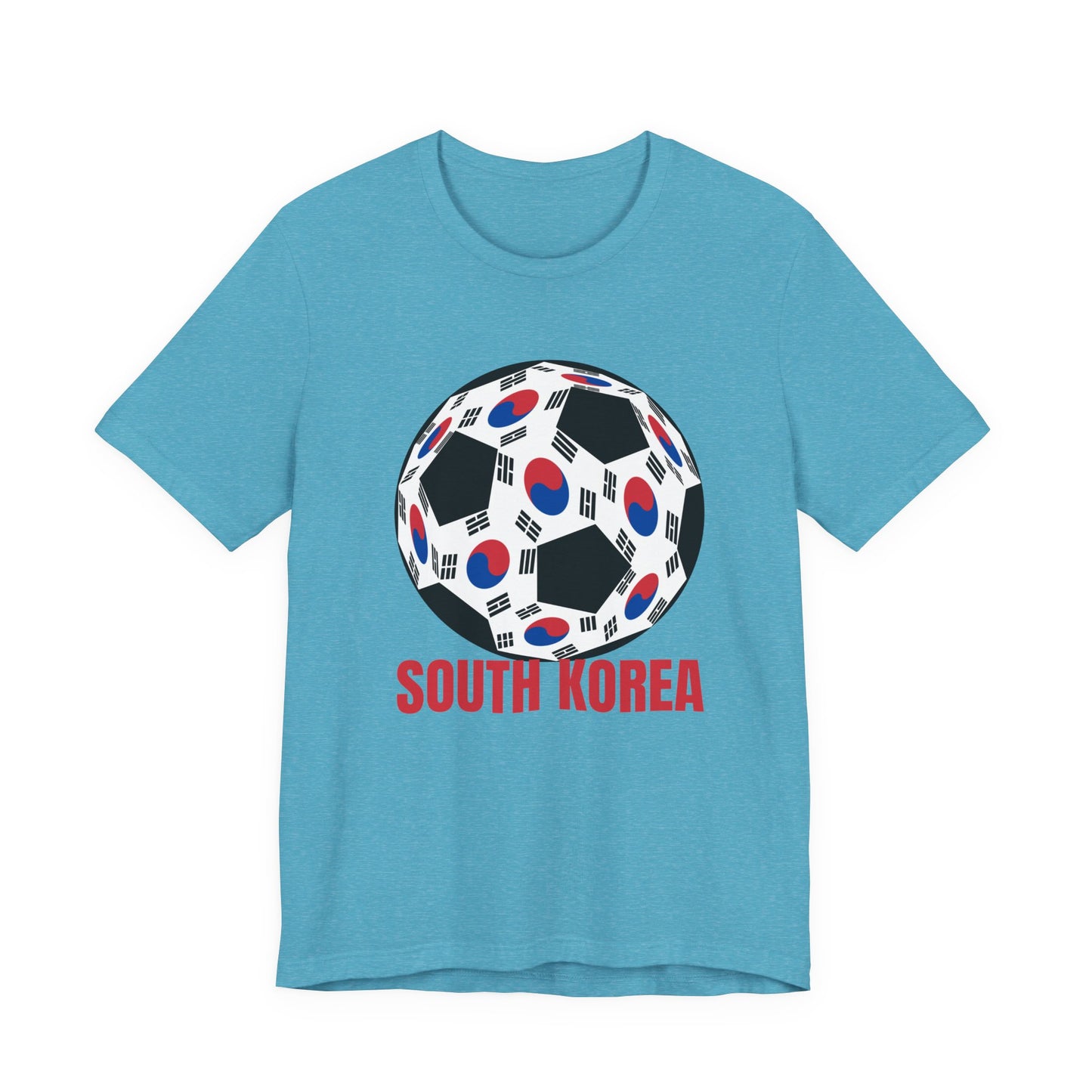South Korea Fan Specialty Soccer Ball Design T Shirt Red Text