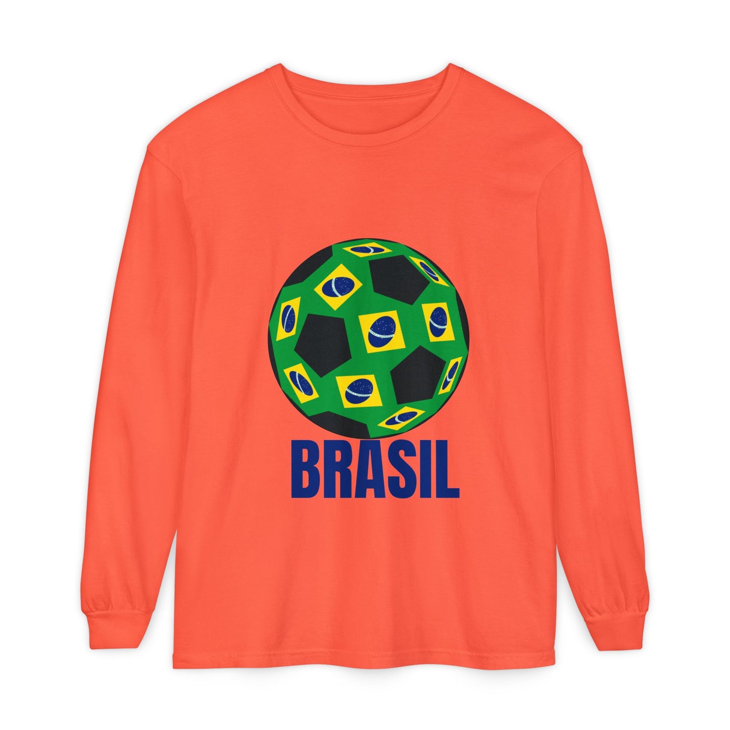 Brasil Fan Specialty Soccer Ball Design Long Sleeve T Shirt