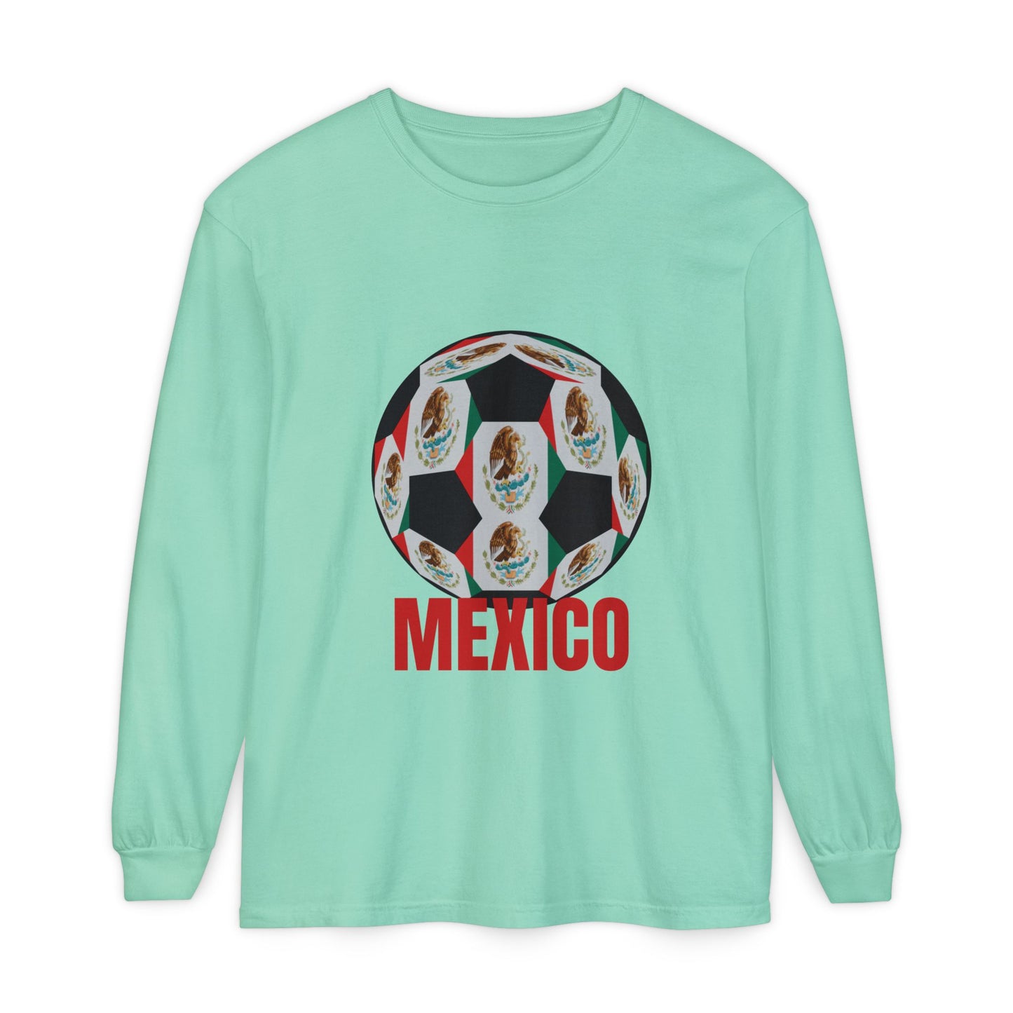 Mexico Fan Specialty Soccer Ball Design  Long Sleeve Tee