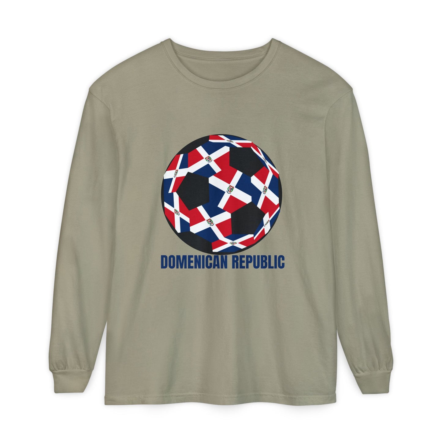 Domenican Republic Fan Specialty Soccer Ball Design Long Sleeve Tee