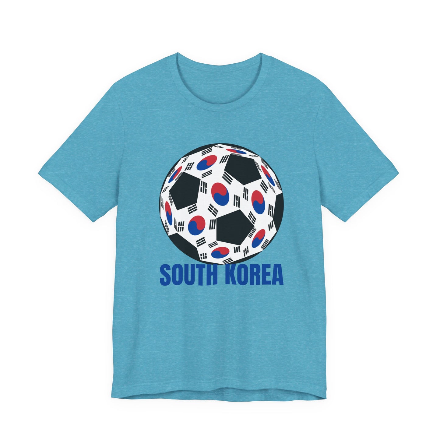 South Korea Fan Specialty Soccer Ball Design T Shirt Tee Blue Text
