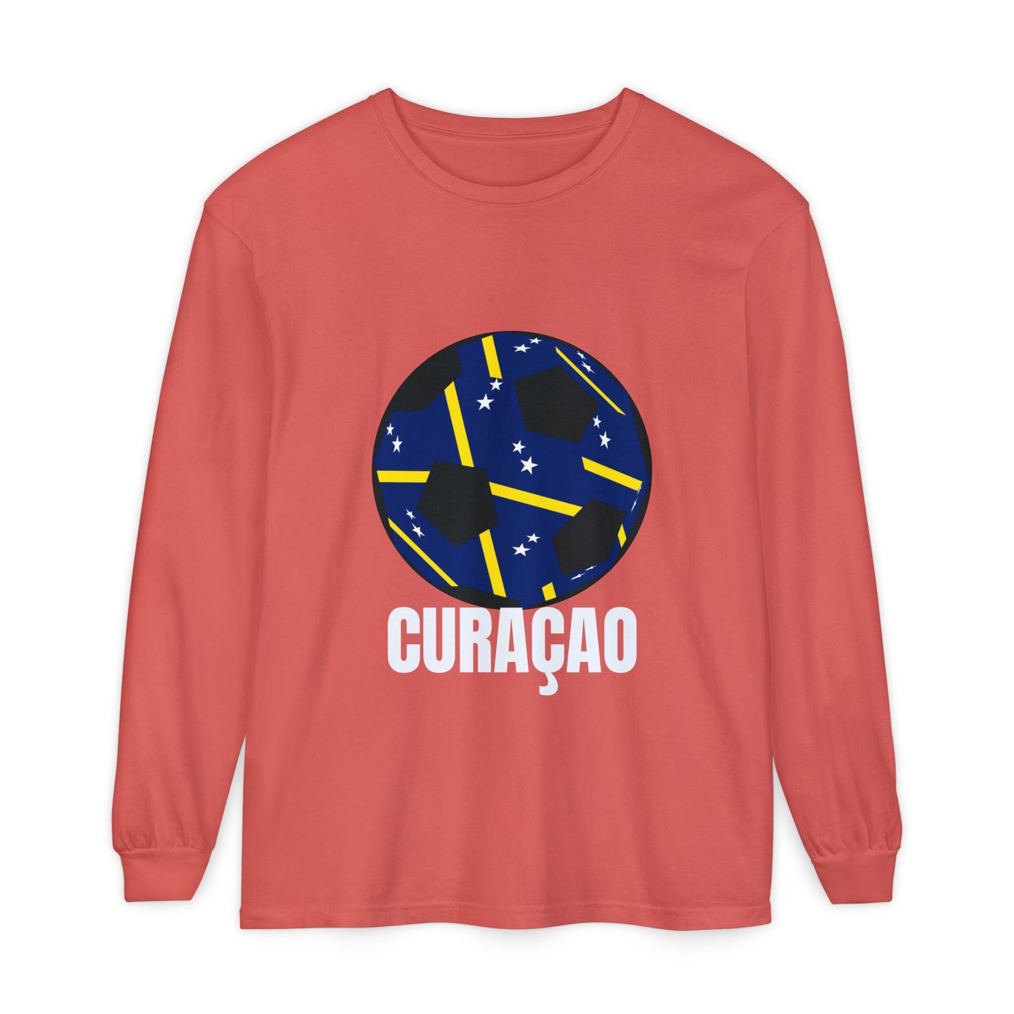 Curacao Fan Specialty Soccer Ball Design Long Sleeve Tee
