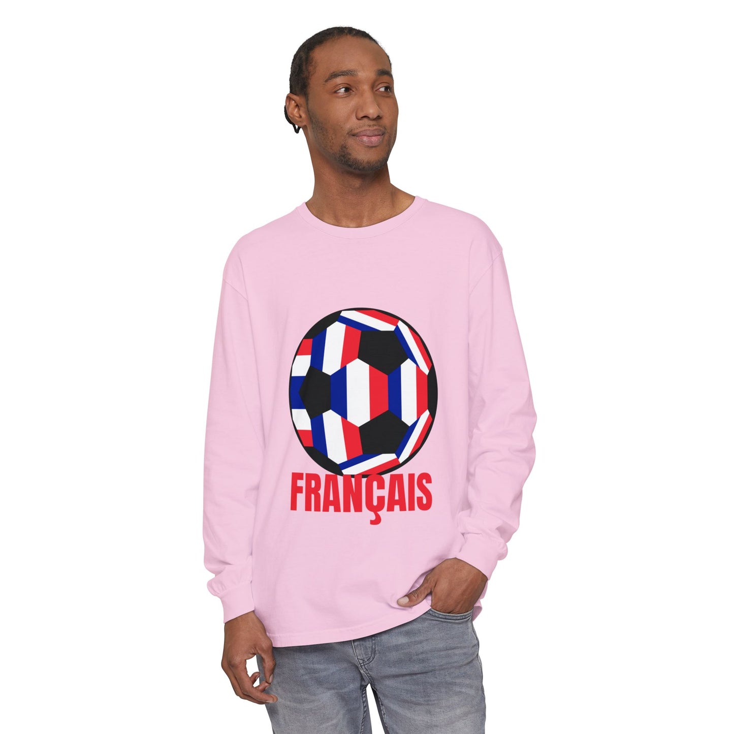Francais Fan Specialty Soccer Ball Design Long Sleeve Tee
