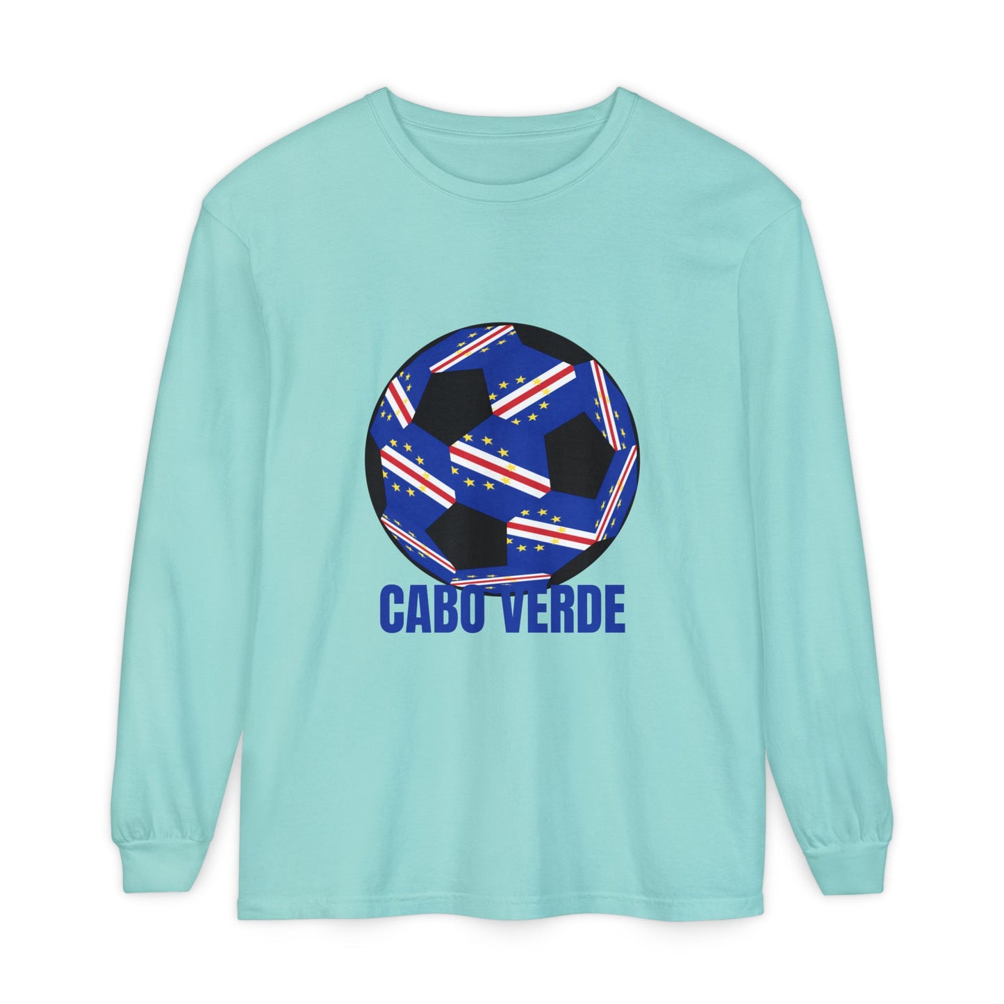 Cabo Verde Fan Specialty Soccer Ball Design Ball Long Sleeve Tee