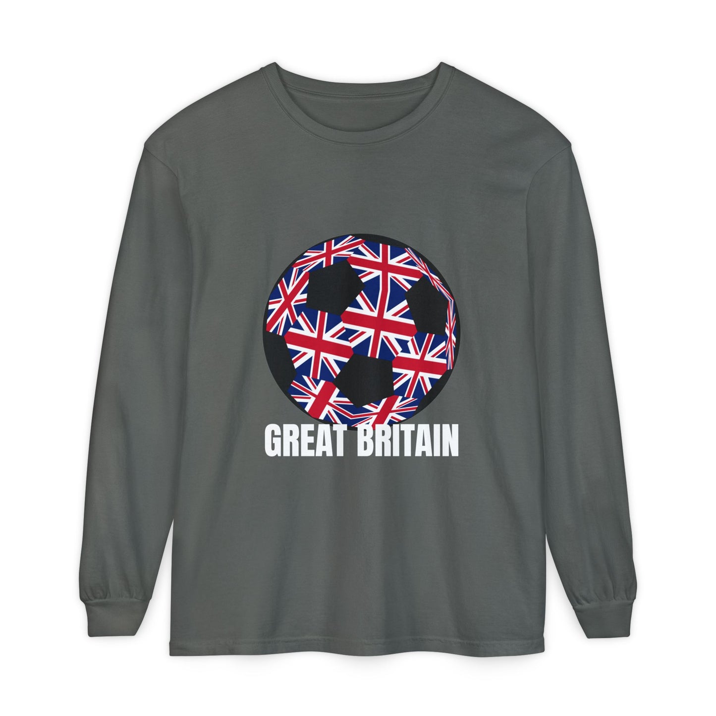 Great Britain Fan Specialty Soccer Ball Design Long Sleeve Tee
