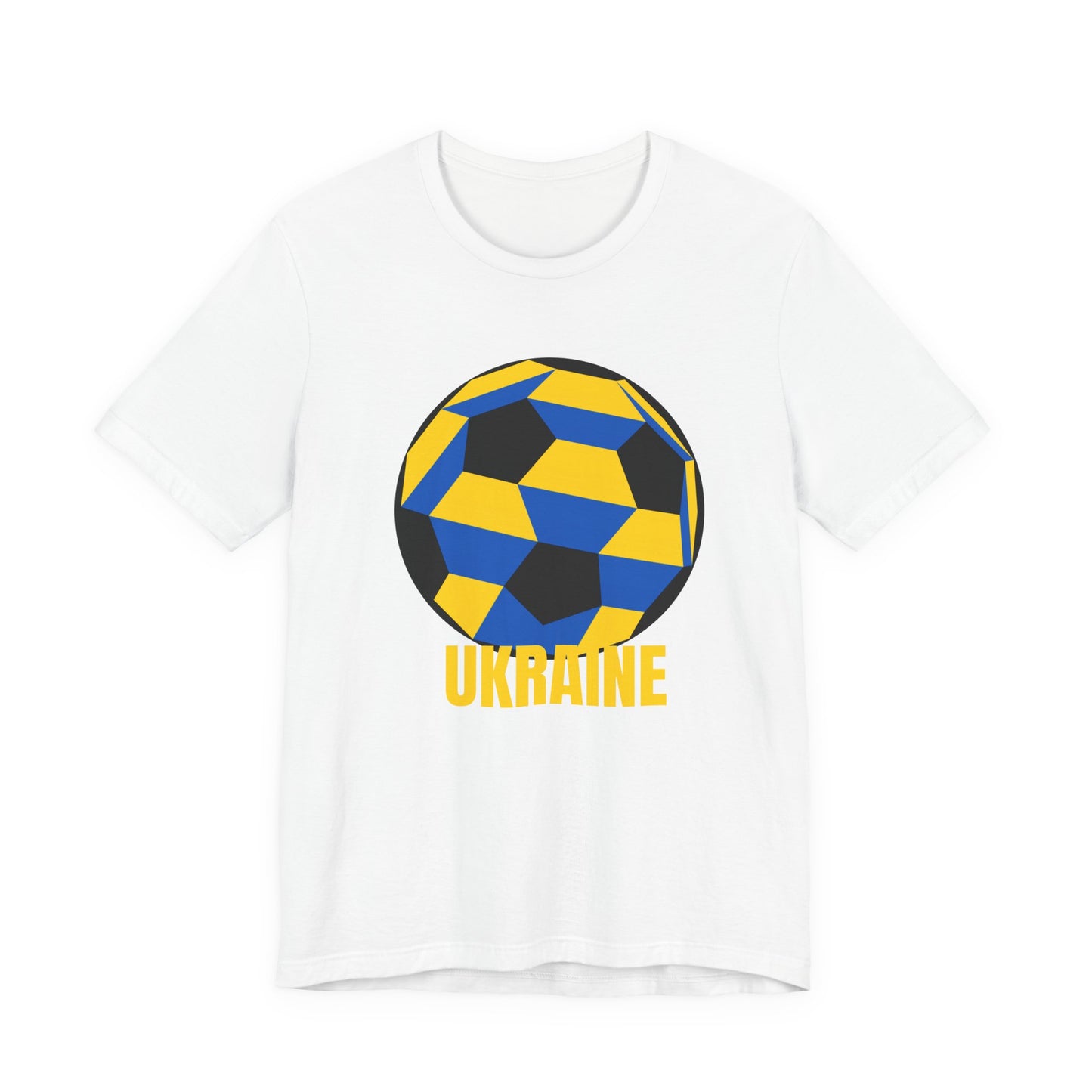 Ukraine Fan Specialty Soccer Ball Design T Shirt Yellow Text