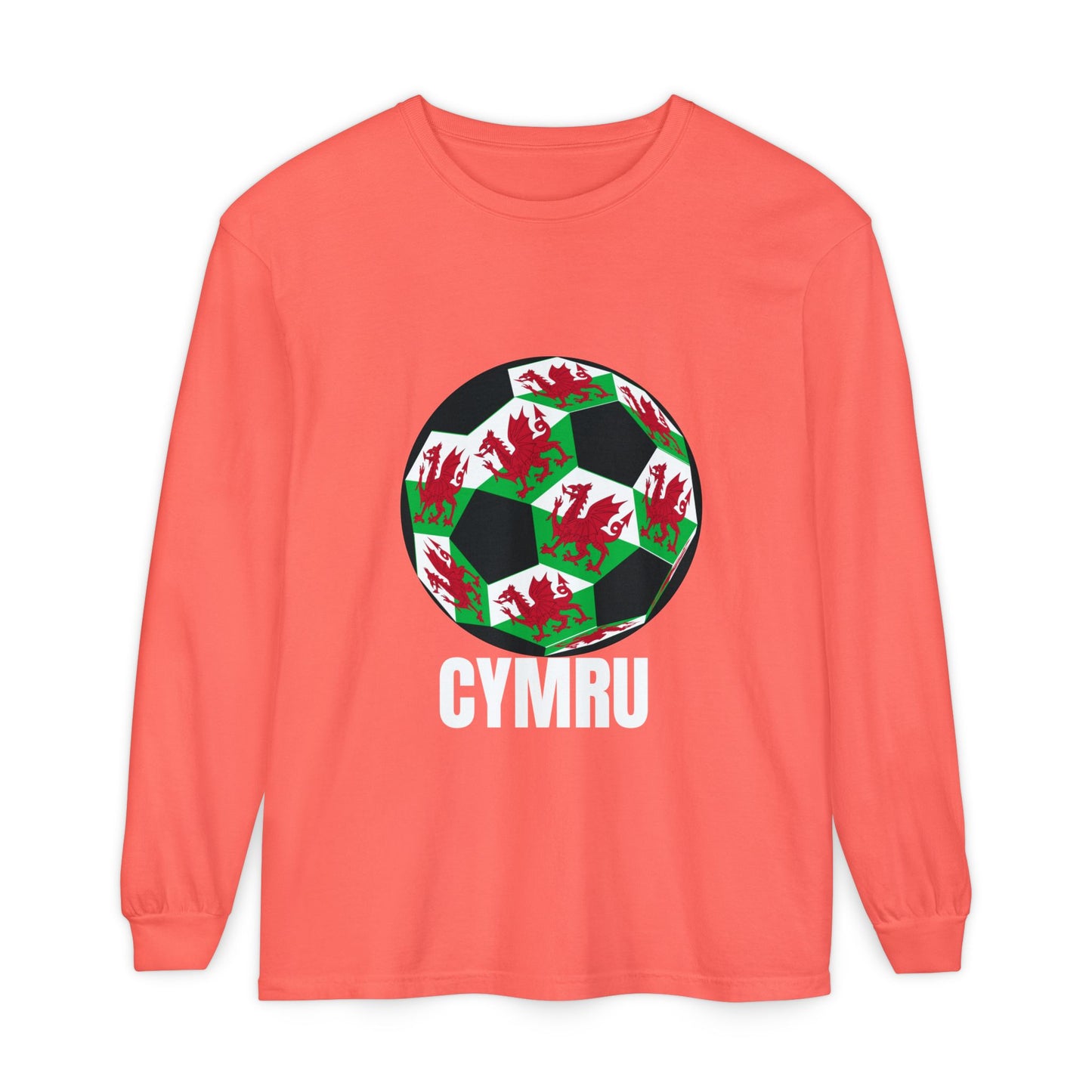 Cymru Fan Specialty Soccer Ball Design Long Sleeve T-Shirt