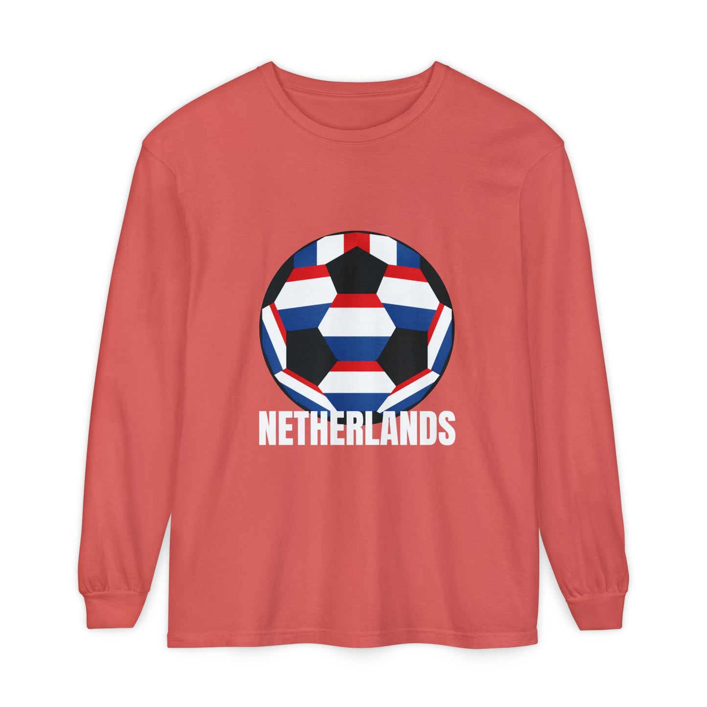 Netherlands Fan Specialty Soccer Ball Design Long Sleeve Tee