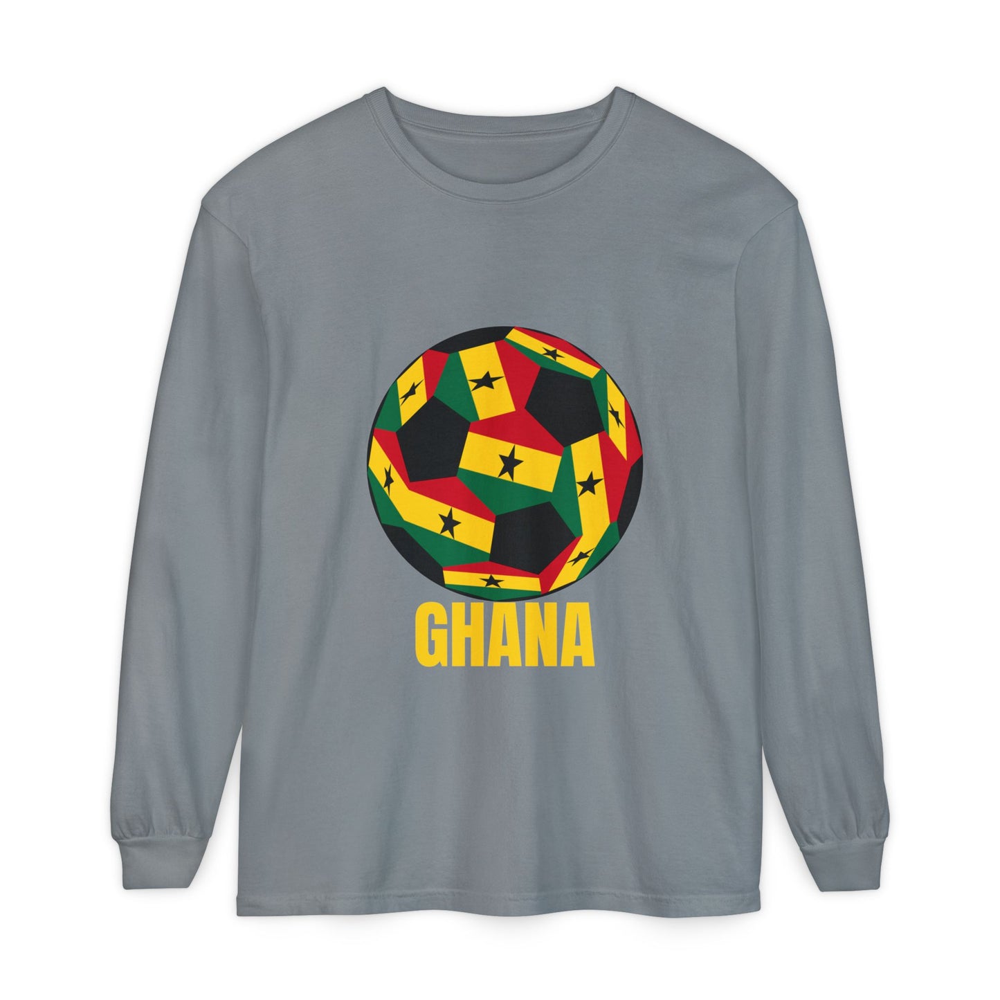 Ghana Fan Specialty Soccer Ball Design Long Sleeve Tee