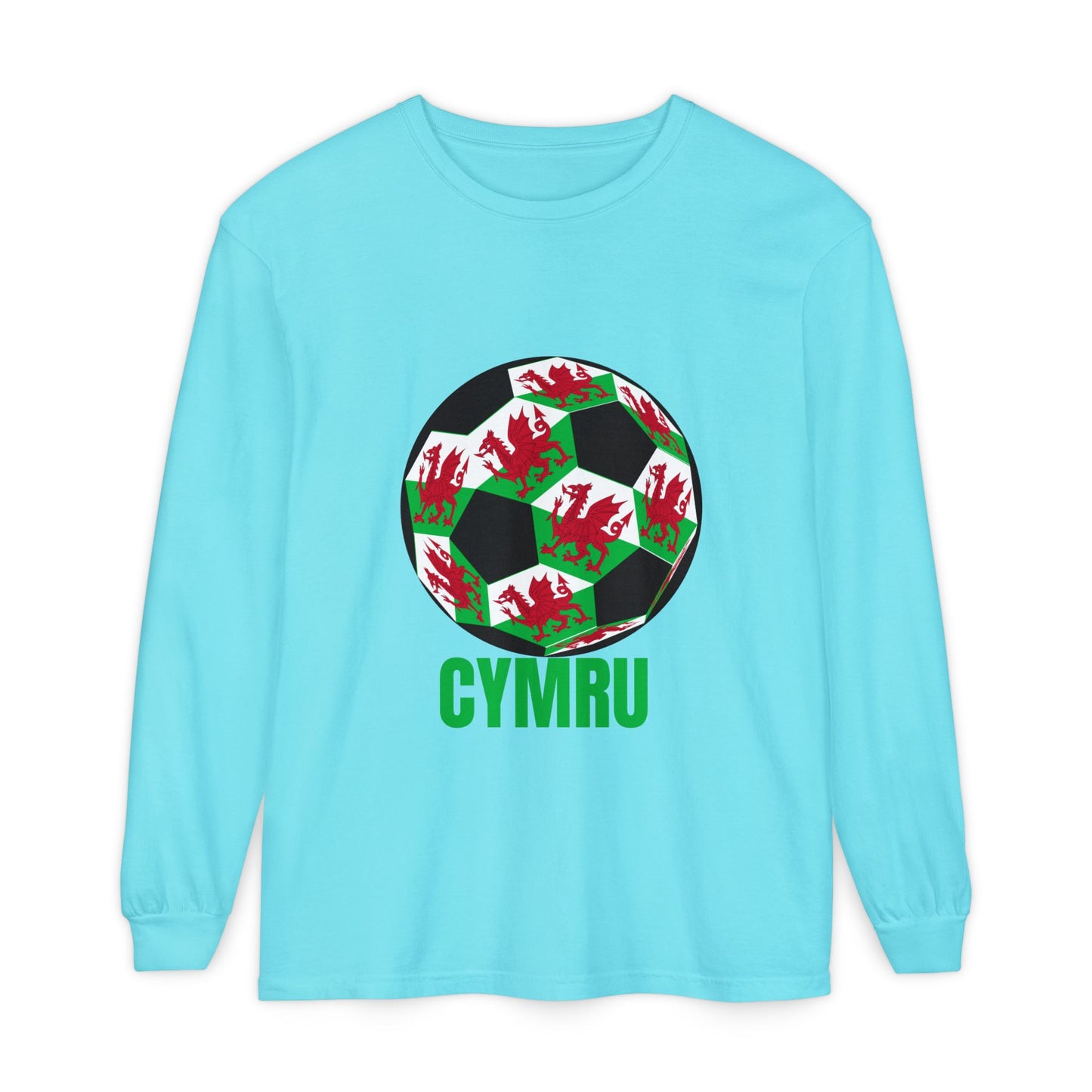 Cymru Fan Specialty Soccer Ball Design Long Sleeve Tee