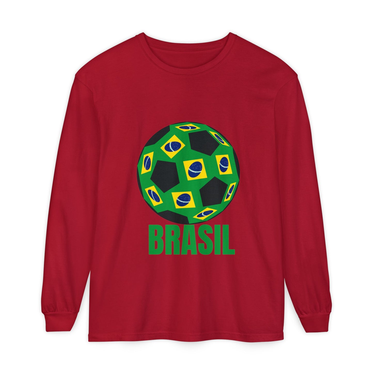 Brasil Fan Specialty Soccer Ball Design Long Sleeve T Shirt