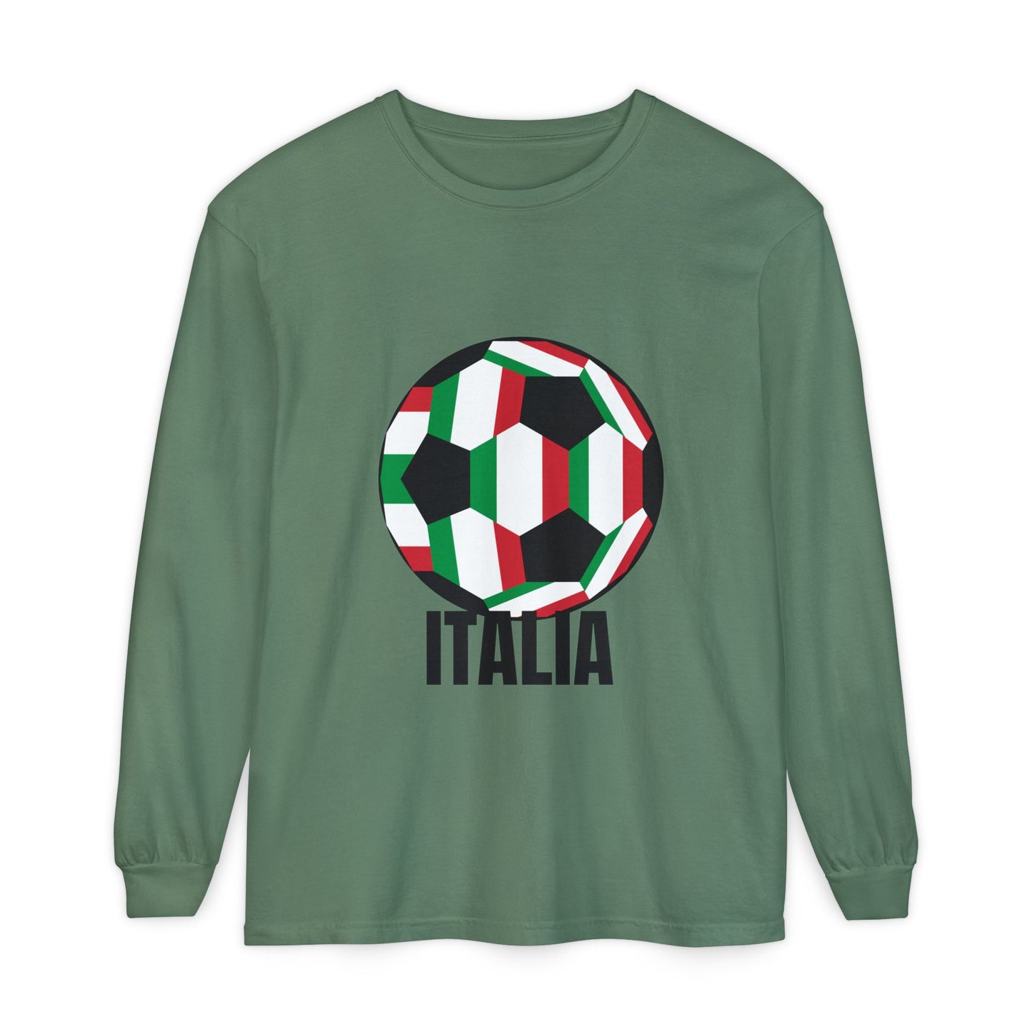 Italia Fan Specialty Soccer Ball Design Long Sleeve Tee