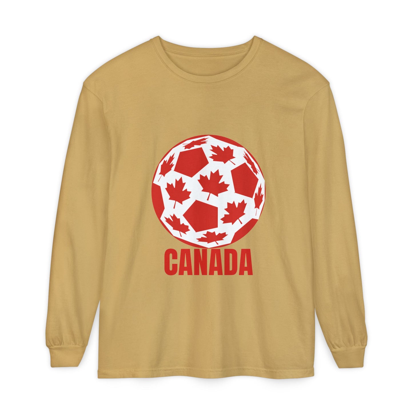 Canada Fan Specialty Soccer Ball Design Long Sleeve T Shirt