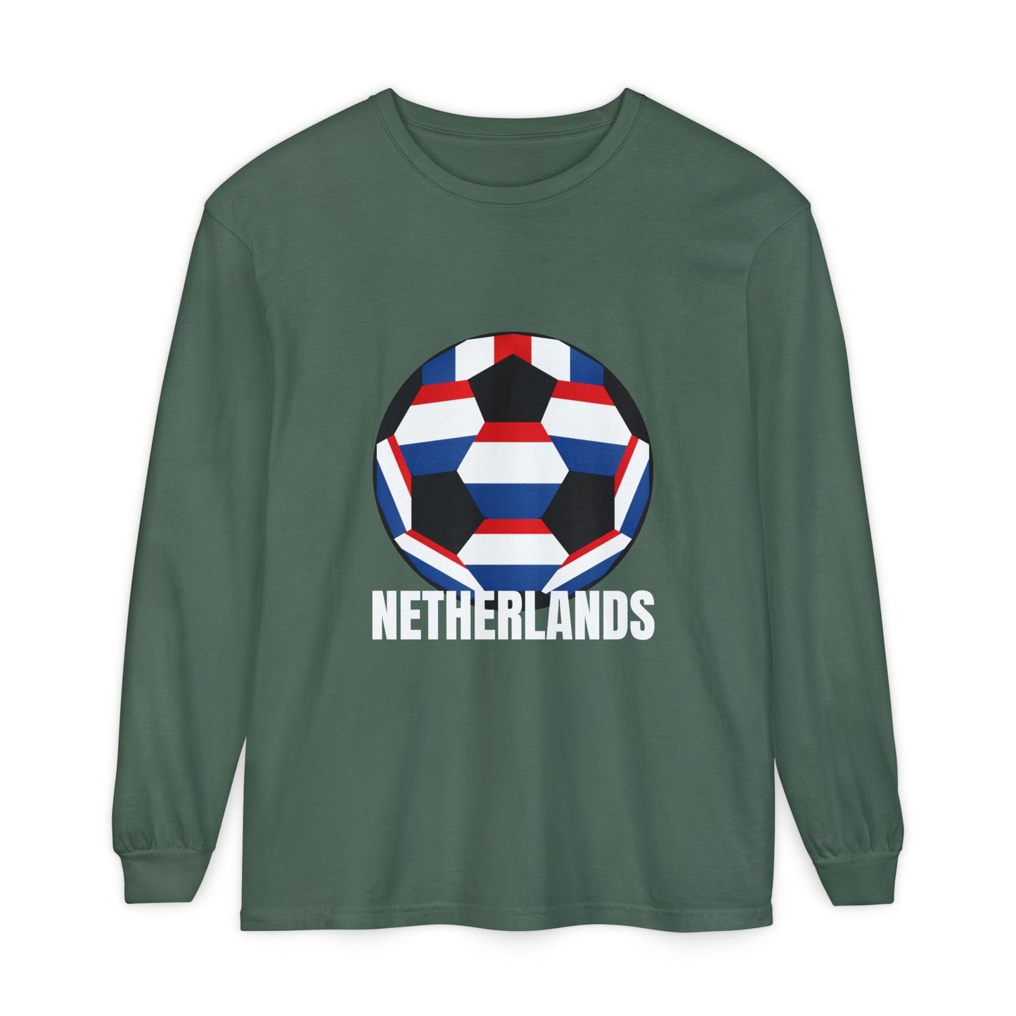 Netherlands Fan Specialty Soccer Ball Design Long Sleeve Tee