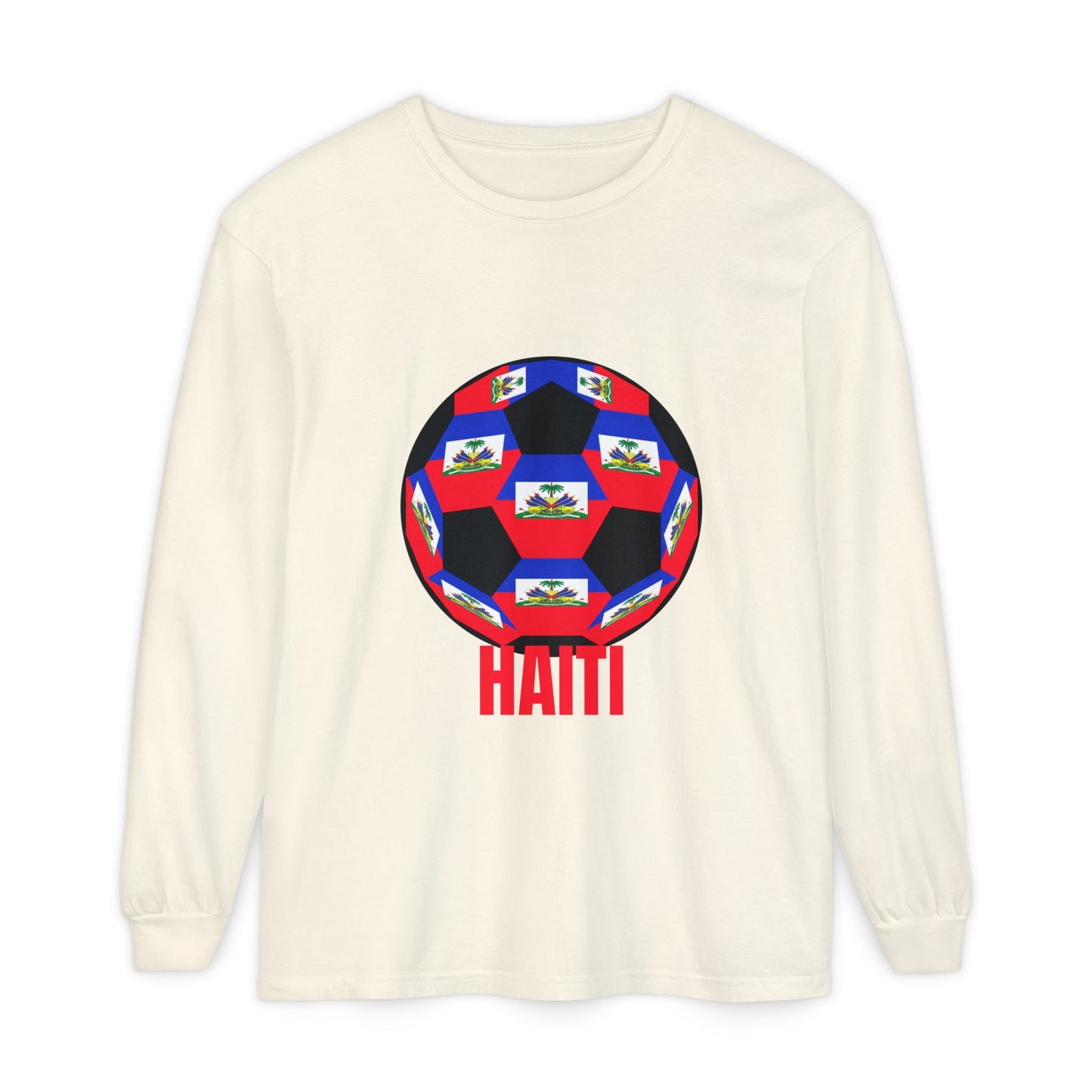 Haiti Flag Soccer Ball Long Sleeve Tee