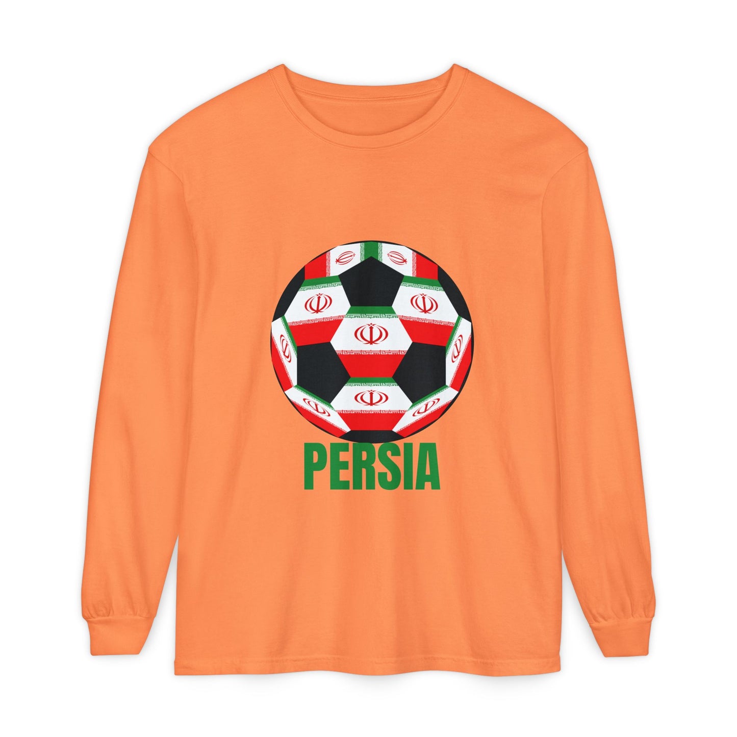 Persia Fan Specialty Soccer Ball Design Long Sleeve Tee
