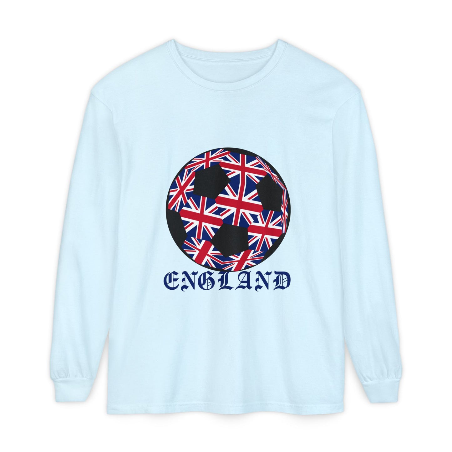 Old English Style Specialty Soccer Ball Design Long Sleeve Tee