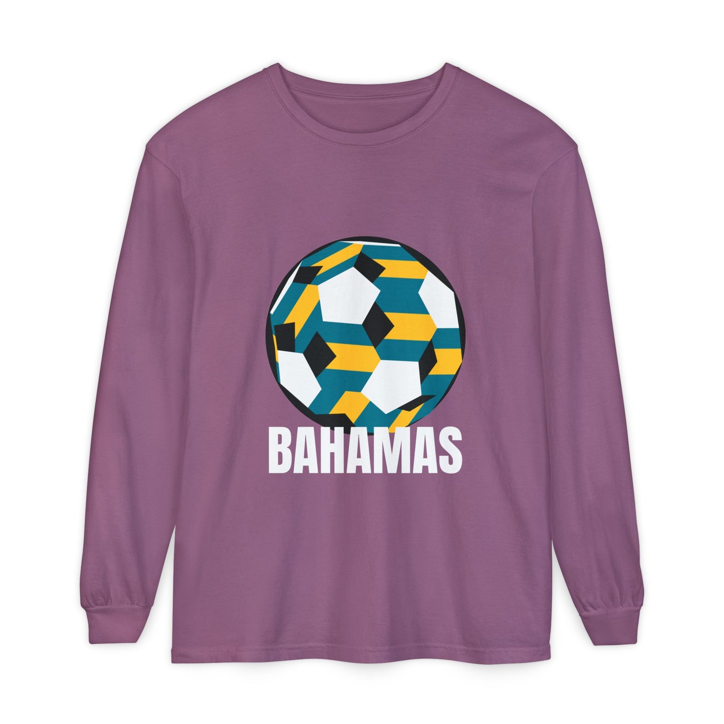 Bahamas Fan Specialty Soccer Ball Design Long Sleeve Tee