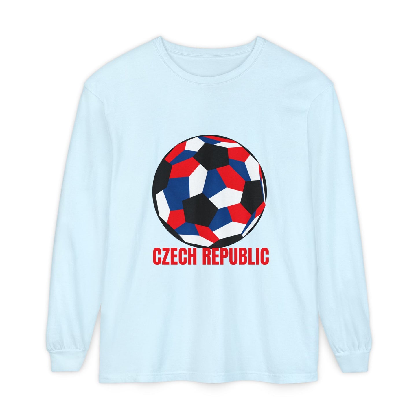 Czech Republic Fan Specialty Soccer Ball Design Long Sleeve Tee